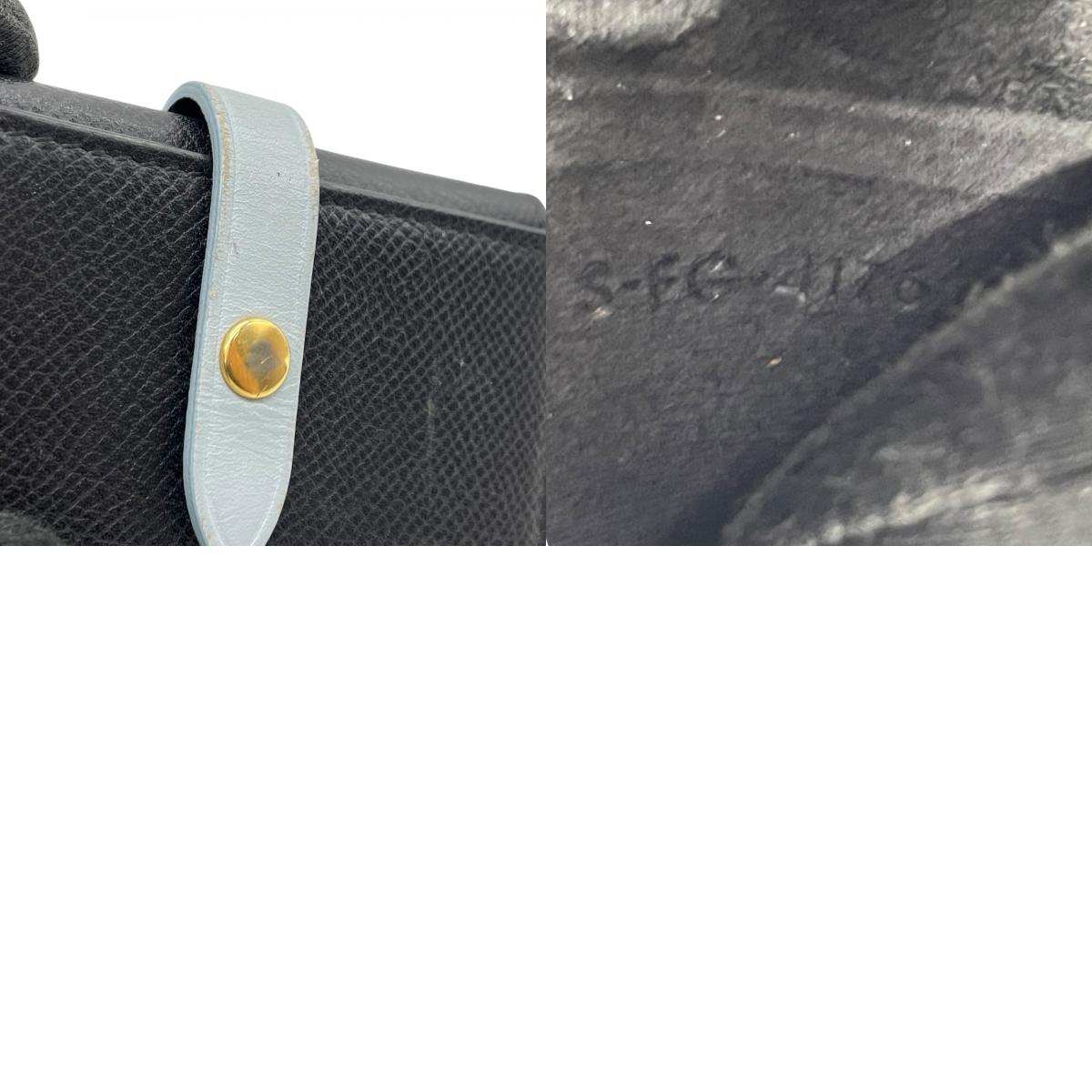 美品 CELINE セリーヌ 6連キーケース 黒 ブラック 水色 ブルー バイカラー レザー 本革 ゴールド金具 フィービー期 M2