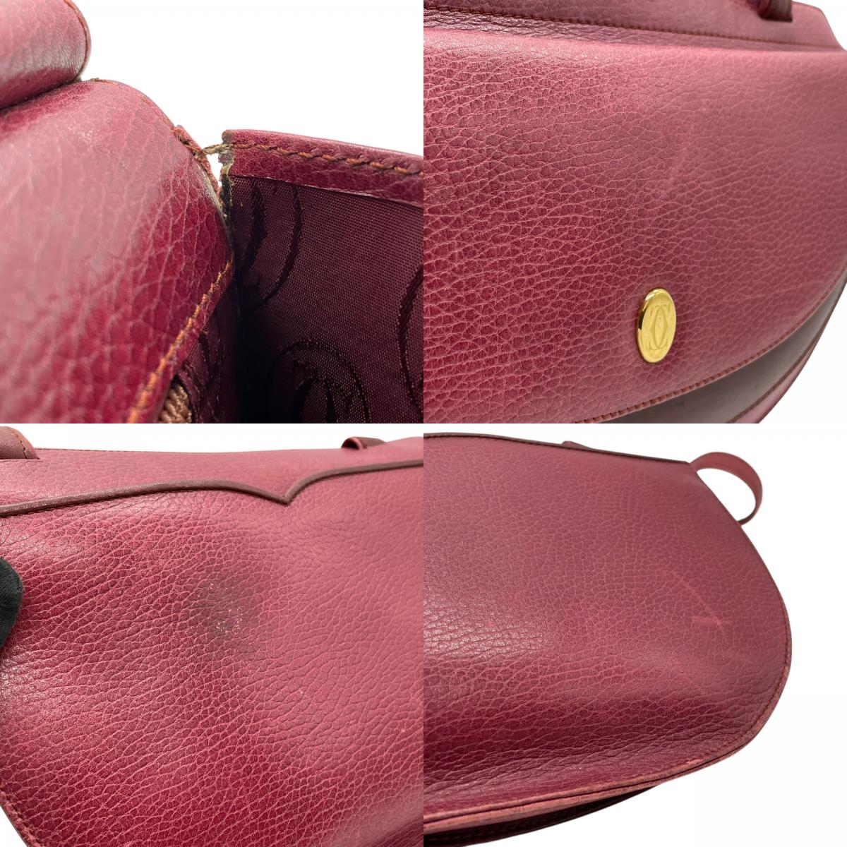 Cartier カルティエ マストライン ショルダーバッグ 赤 ボルドー ワインレッド レザー 本革 ゴールド金具 斜め掛け可 フラップ開閉 2Cモチーフ レディース C6