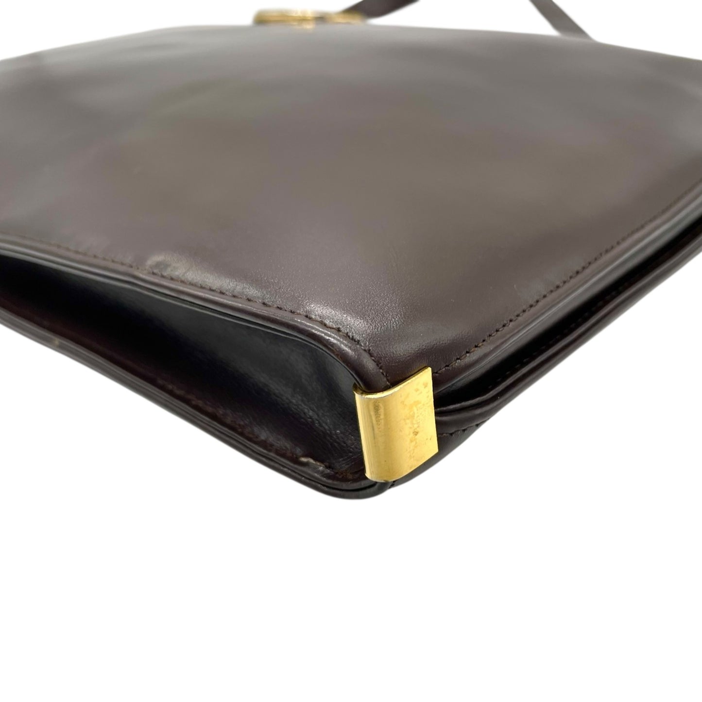 美品 Christian Dior クリスチャンディオール ショルダーバッグ ヴィンテージ ワンショルダー ハンドバッグ ダークブラウン レザー ゴールド金具 CDロゴ レディース U3