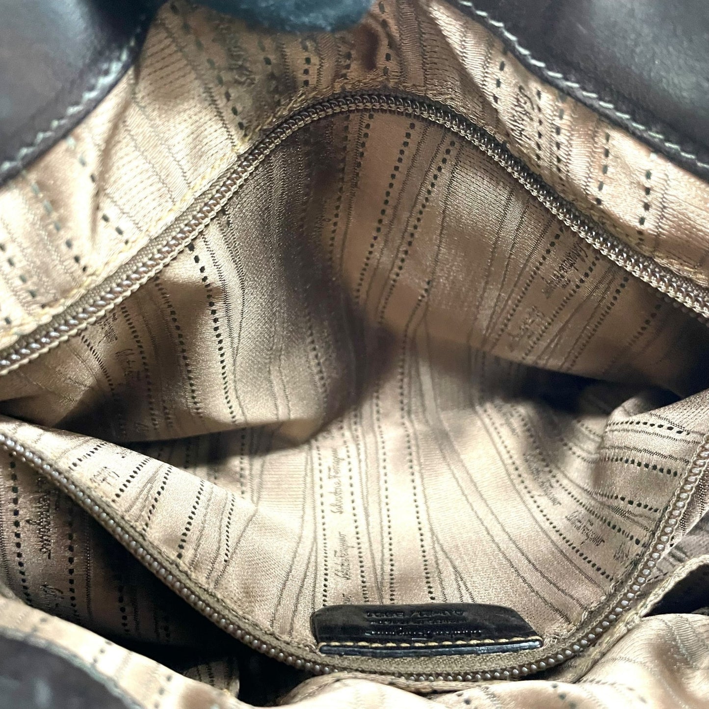 美品 Salvatore Ferragamo フェラガモ ガンチーニ ハンドバッグ レザー 茶 ダークブラウン マリッサ シルバー金具 クロシェット レディース 手提げ K6