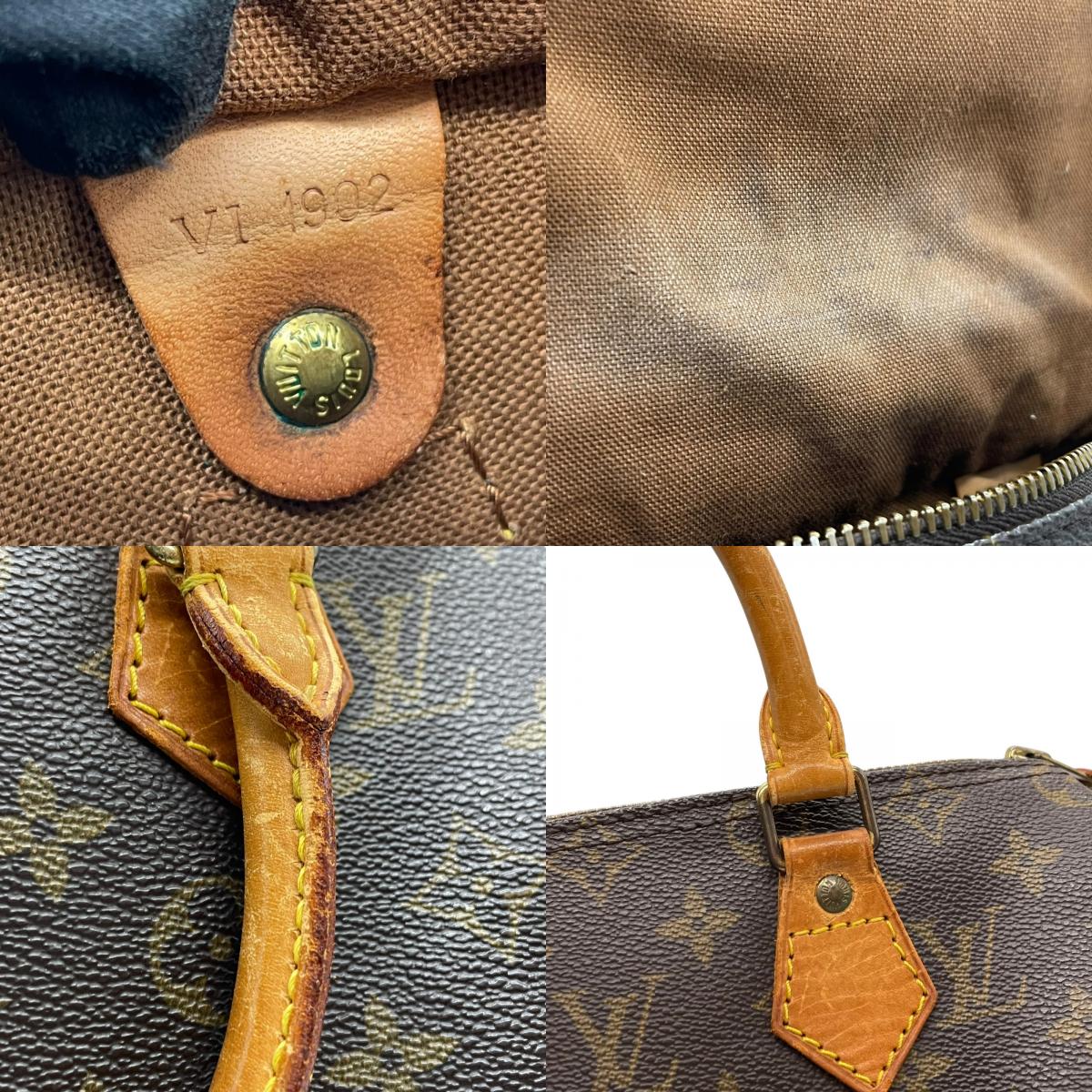 Authentic Louis Vuitton Speedy 25 Monogram Mini Boston Bag Brown Leather M41109