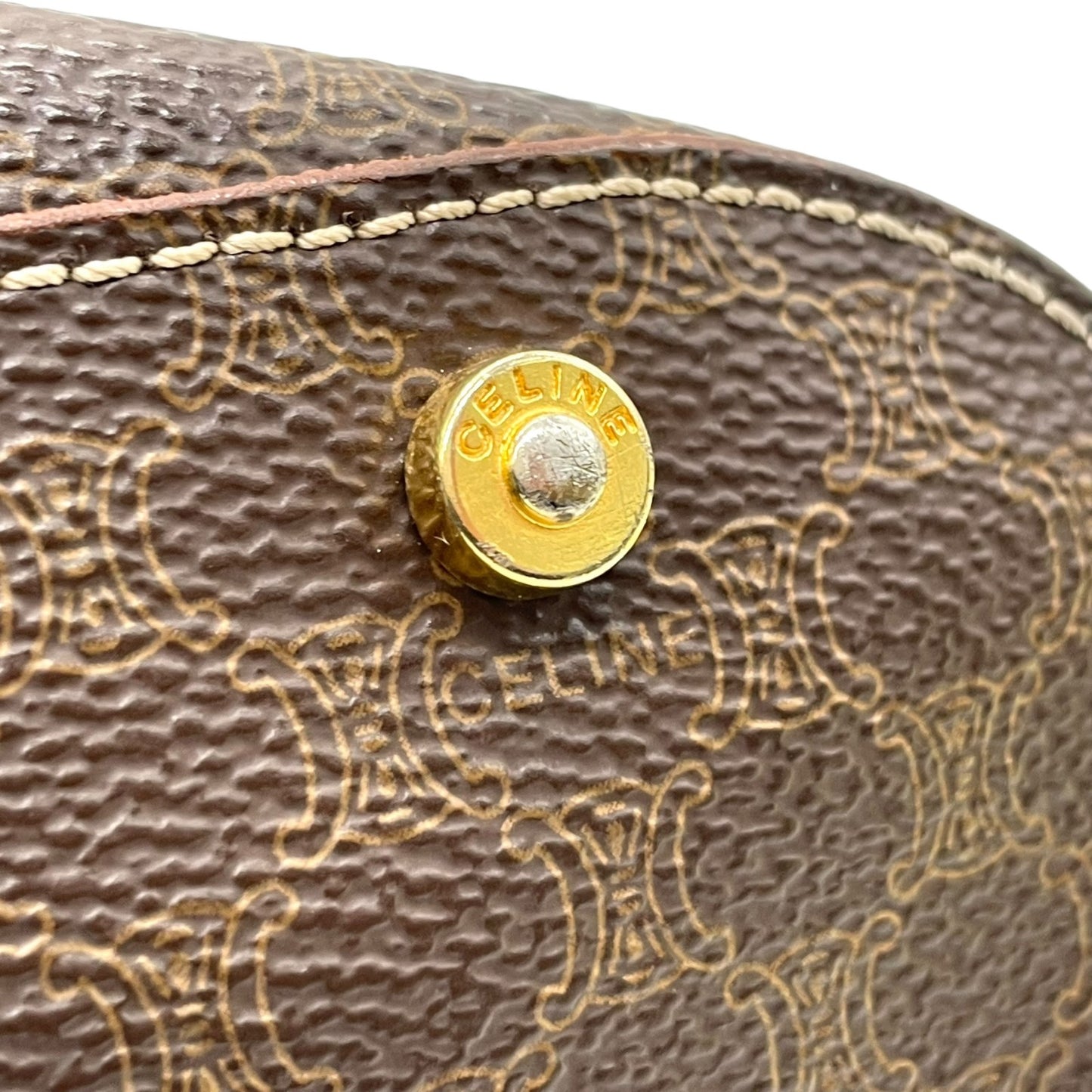 CELINE セリーヌ マカダム トートバッグ 茶 ブラウン PVC レザー ゴールド金具 ワンショルダー 肩掛け可 A4収納 レディース ヴィンテージ D1