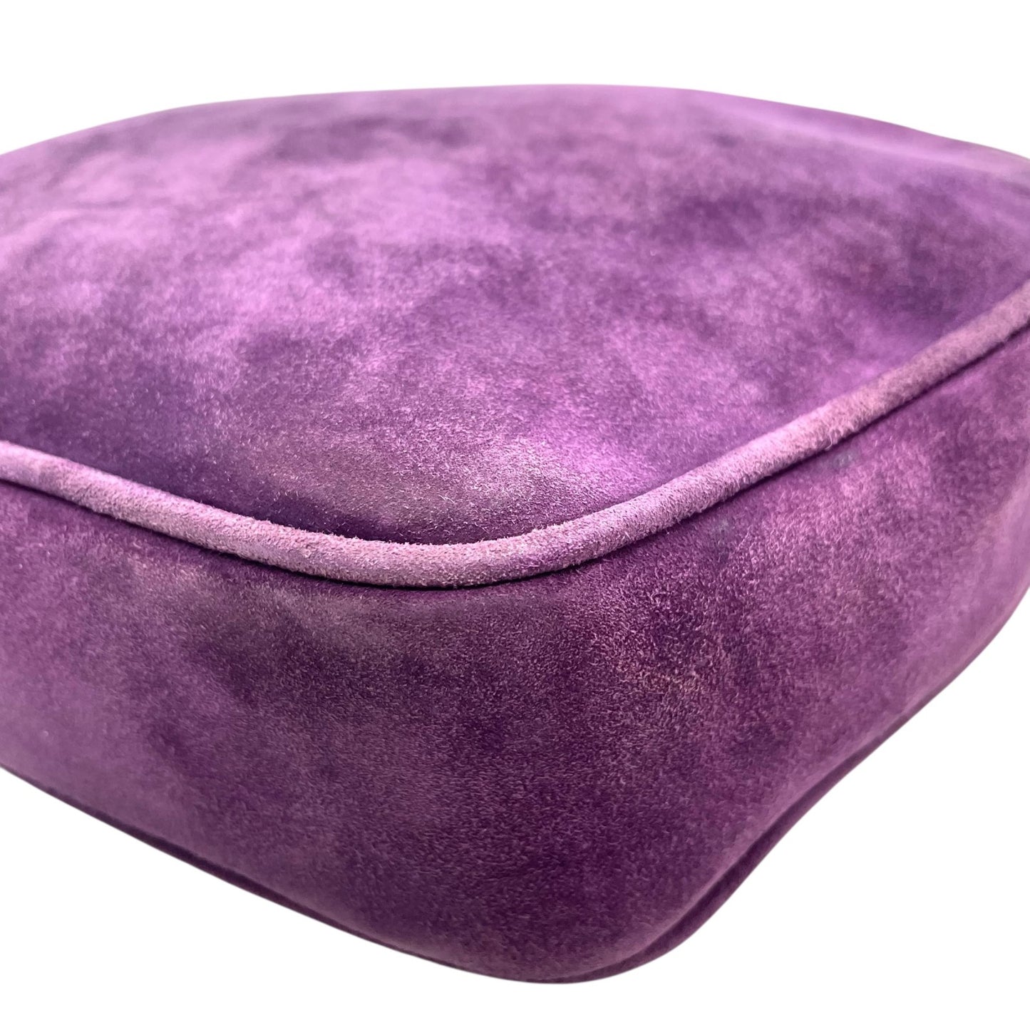 美品 Salvatore Ferragamo フェラガモ ガンチーニ ダブルガンチーニ ショルダーバッグ 紫 パープル スエード ゴールド金具 斜め掛け可 ポシェット ヴィンテージ レディース D7