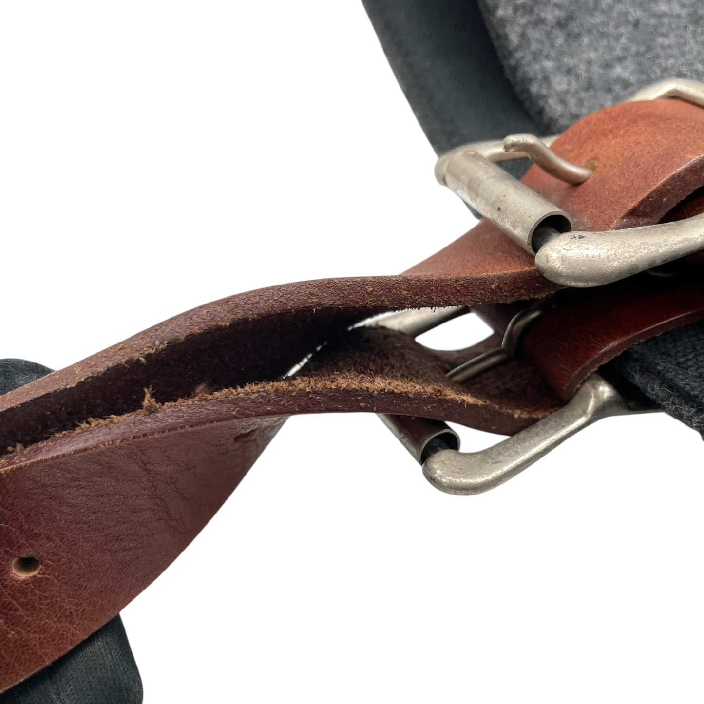 COMME des GARCONS HOMME コムデギャルソンオム トートバッグ グレー ブラウン ウール レザー シルバー金具 手提げ 肩掛け可 レディース U14