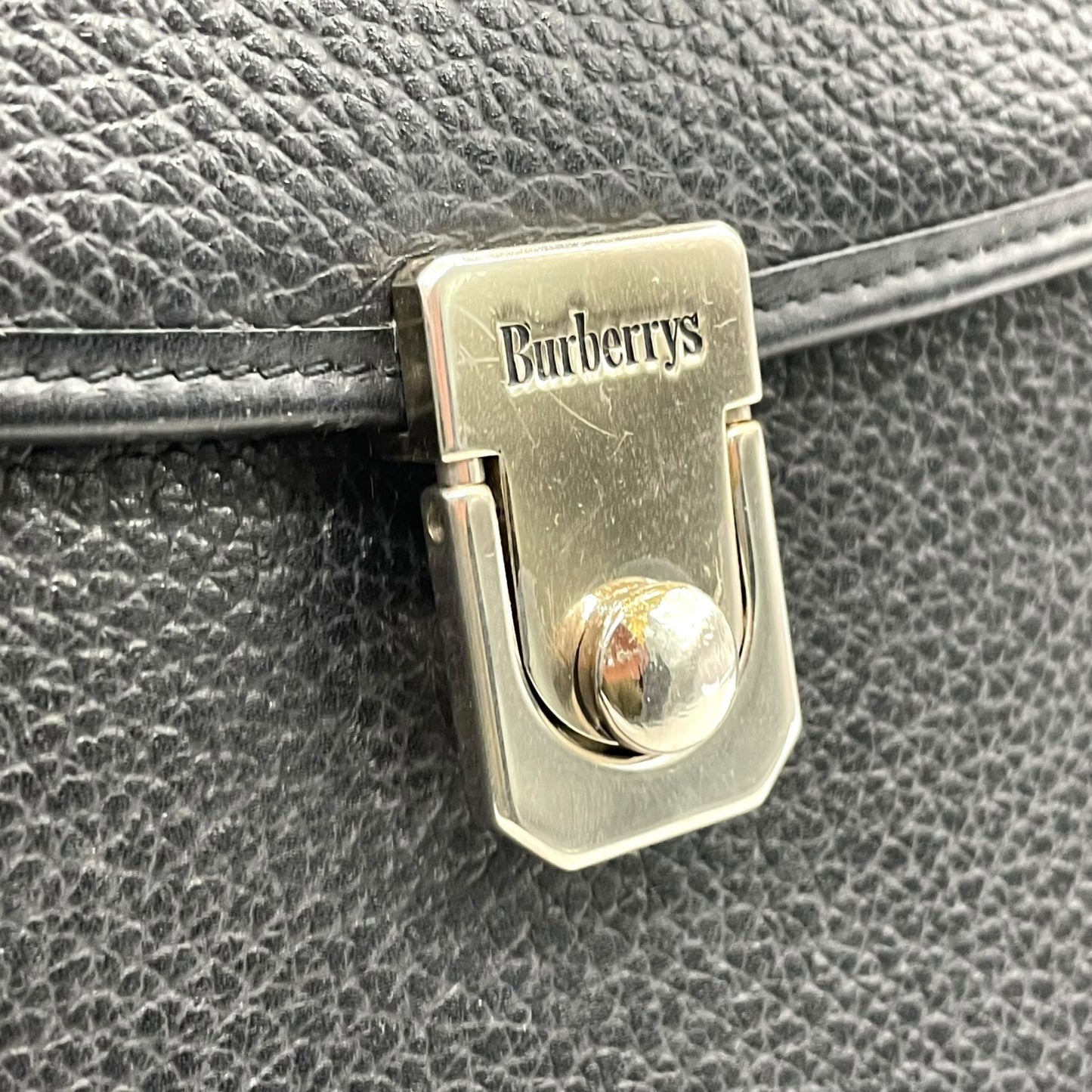 美品 BURBERRYS バーバリーズ フォーマル 2WAY ハンドバッグ ショルダーバッグ シボ革 レザー ブラック シルバー金具 ノバチェック シャドーホース ヴィンテージ C5