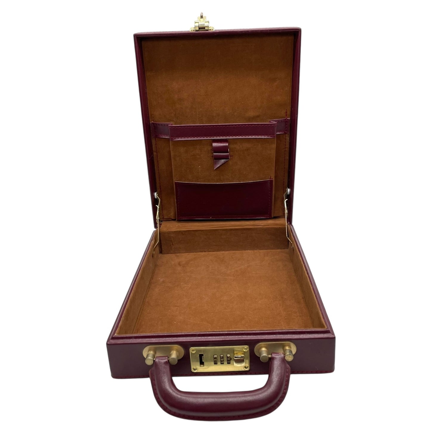 Cartier カルティエ アタッシュケース トランクケース ボルドー レザー ビジネスバッグ ゴールド金具 ヴィンテージ ビジネスバッグ 書類鞄 メンズ レディース A