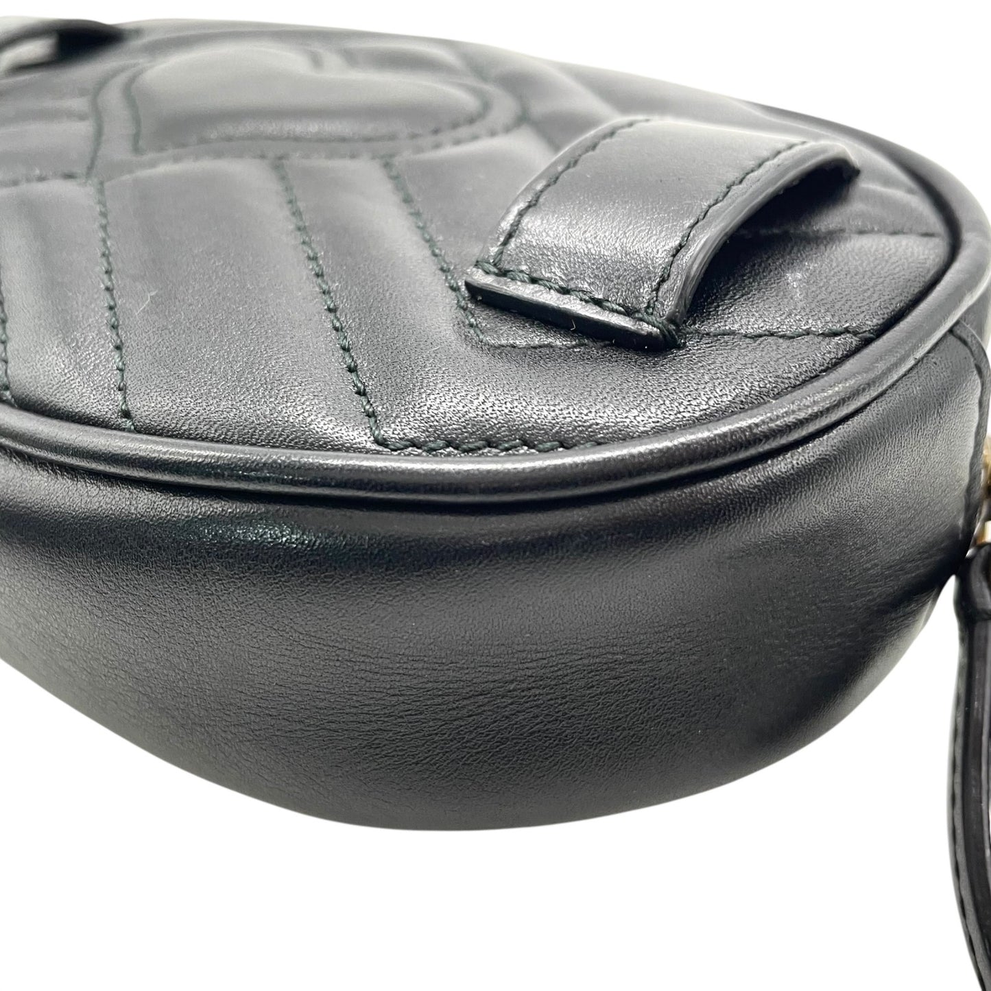 【新品同様】 GUCCI グッチ ウエストバッグ GGマーモント 476434 ベルトバッグ ブラック レザー キルティング ゴールド金具 レディース B3