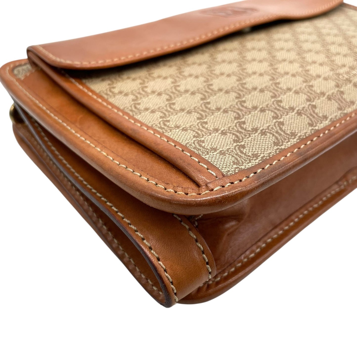 セリーヌ CELINE マカダム柄 クラッチバッグ セカンドバッグ ベージュ ブラウン 茶色 トリオンフロゴ PVC×レザー ヴィンテージ バッグ U9