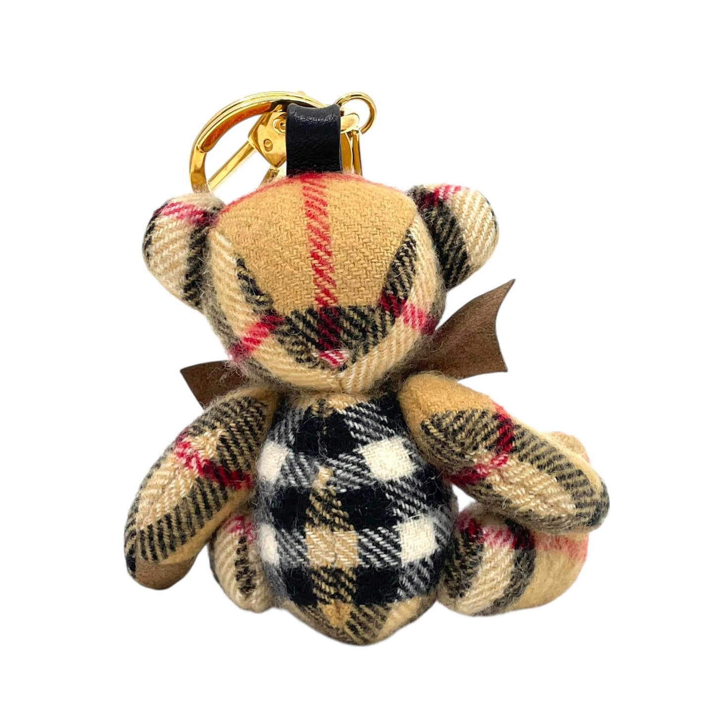 美品 バーバリー BURBERRY チェックベア くま マスコット バッグチャーム キーホルダー テディベア ゴールド金具 箱付き M3
