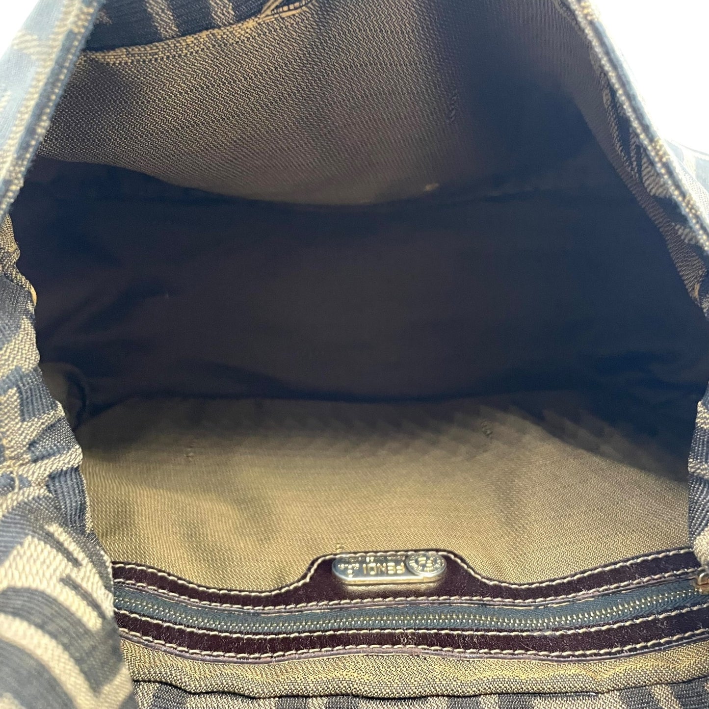 美品 フェンディ FENDI マンマバケット ショルダーバッグ ズッカ柄 ブラウン 茶色 キャンバス×レザー FFロゴ金具 金金具 ビンテージ レディース C7