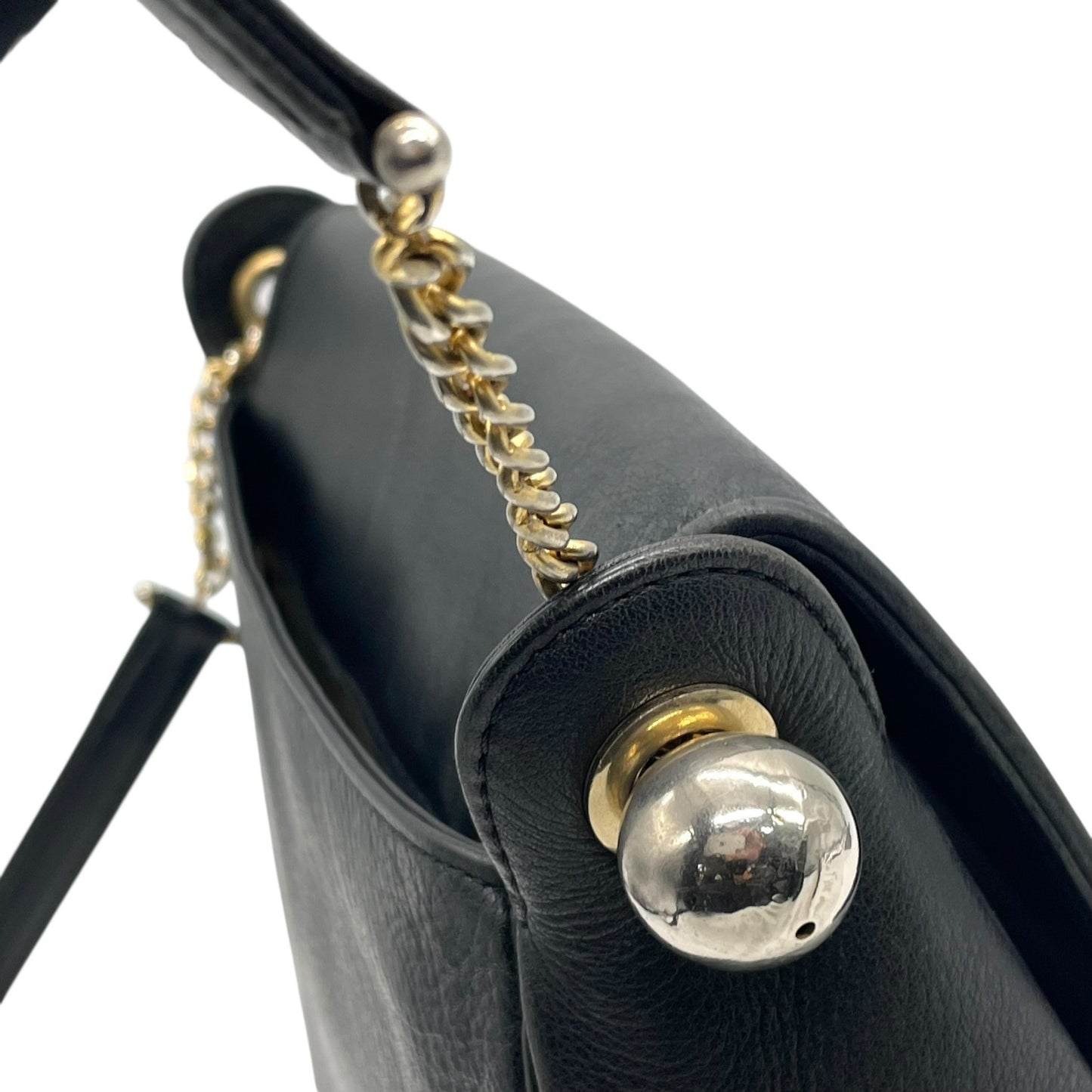 Mila Schn ミラショーン チェーンショルダーバッグ レザー 黒 ブラック 型押しロゴ ヴィンテージ U8