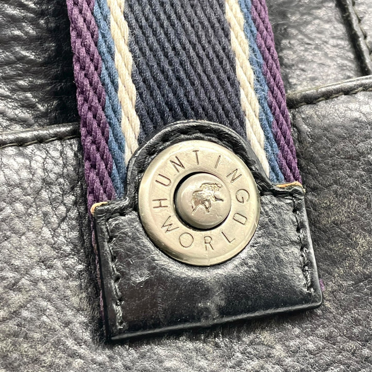 ハンティングワールド HUNTING WORLD トートバッグ ハンドバッグ レザー×キャンバス 黒 ブラック メンズ S68