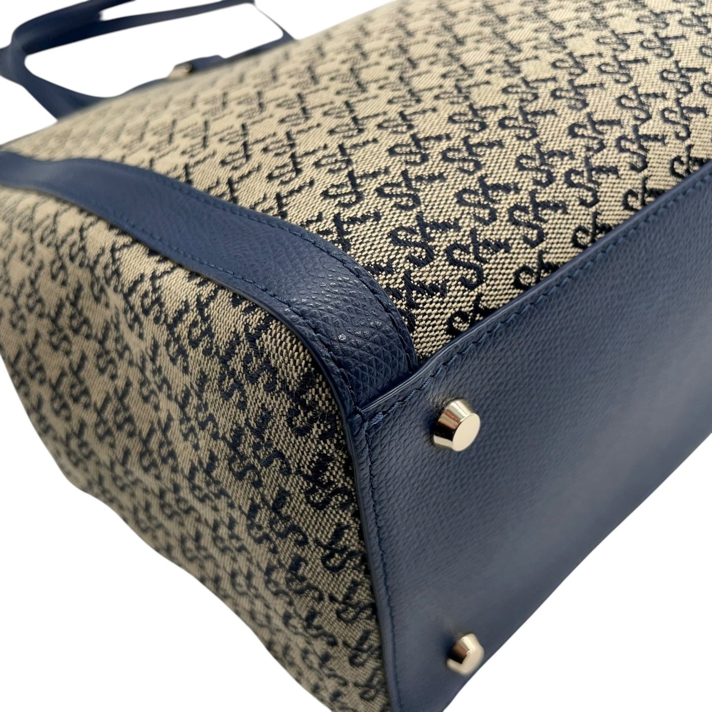 サマンサタバサ Samantha Thavasa トートバッグ ロゴジャガード 紺 ネイビー 肩掛け A4収納可 上品 T2