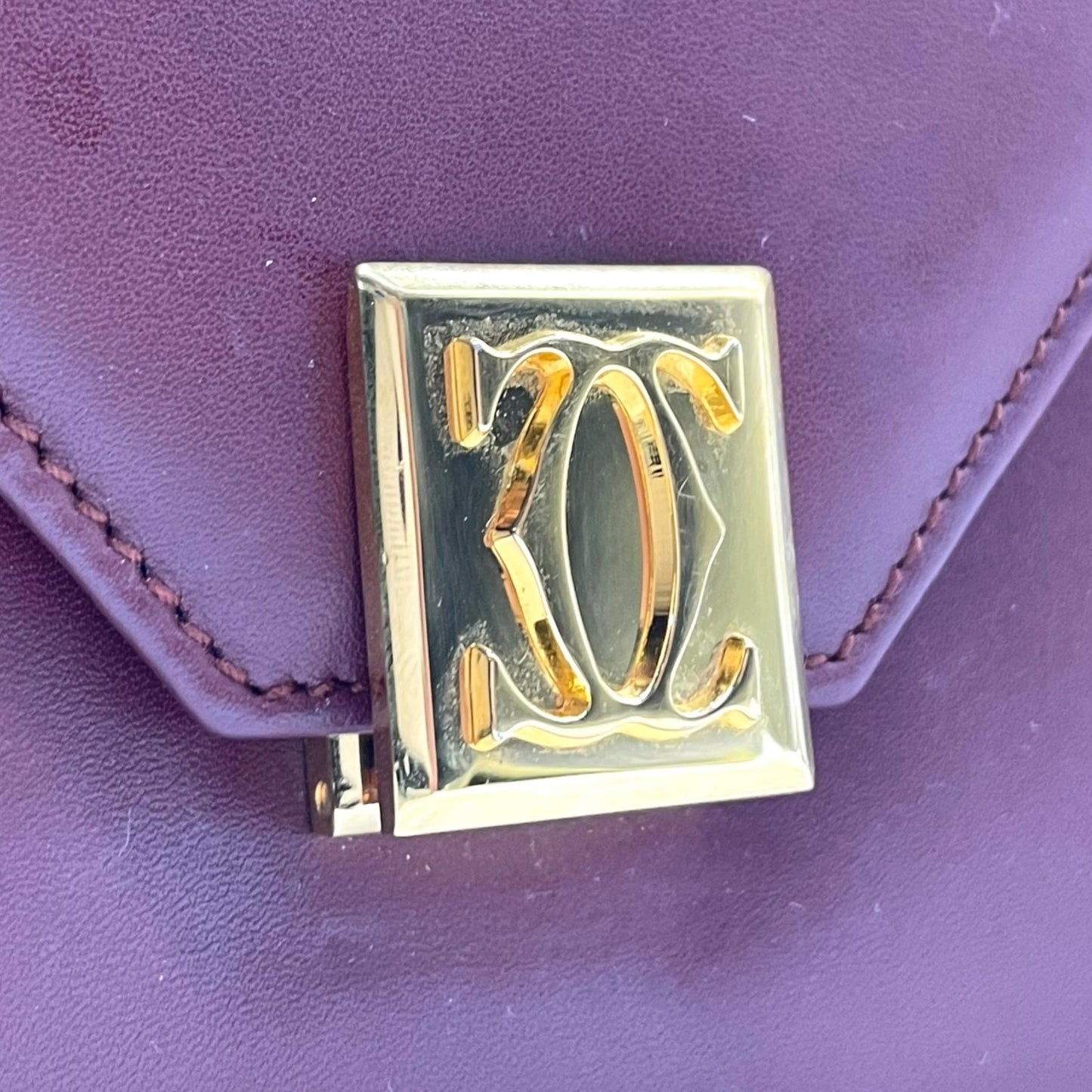 未使用級 カルティエ Cartier レザー ショルダーバッグ マストライン ボルドー ｗフラップ　ダブルフラップ ゴールド金具 ヴィンテージ フラップバッグ K11