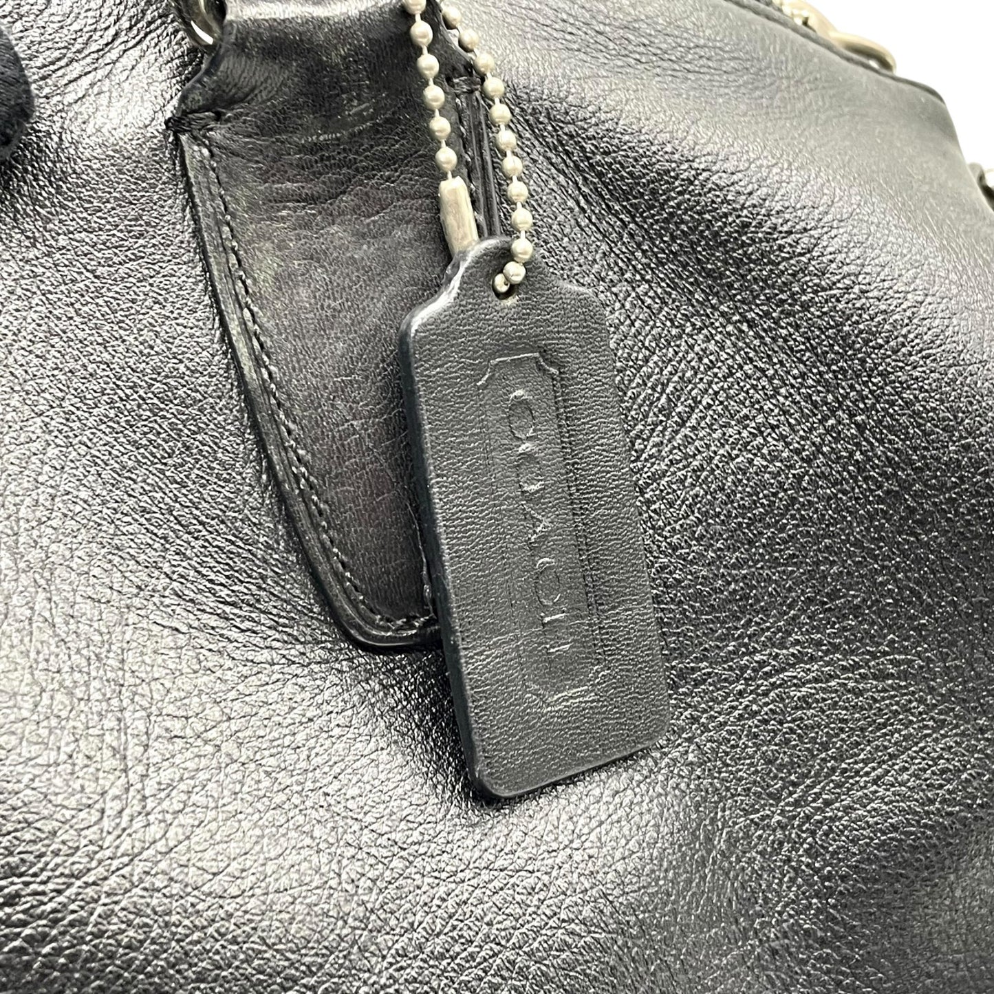 COACH コーチ 2WAYショルダーバッグ ハンドバッグ トートバッグ レザー タッセルチャーム付き ブラック 黒 S90