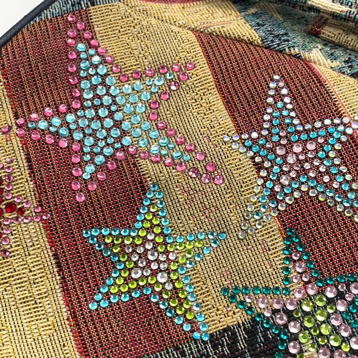 シンクビー Think Bee! ハンドバッグ トートバッグ アメリカ国旗 星柄 ラインストーン スパンコール マルチカラー デニム S90