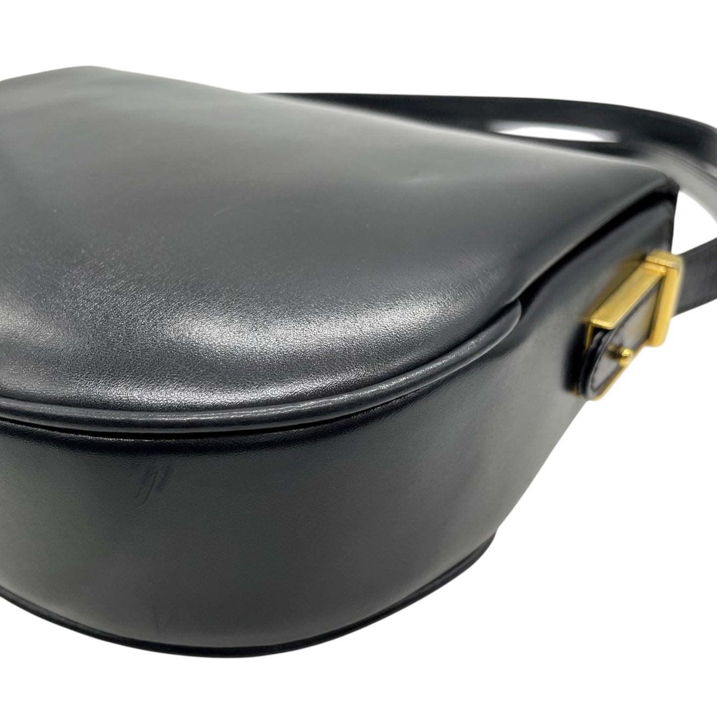 美品 バリー BALLY ショルダーバッグ ワンショルダー ハンドバッグ 2WAY レザー 黒 ブラック 金金具 ゴールド金具 トライアングルロゴ フラップ ヴィンテージ D4