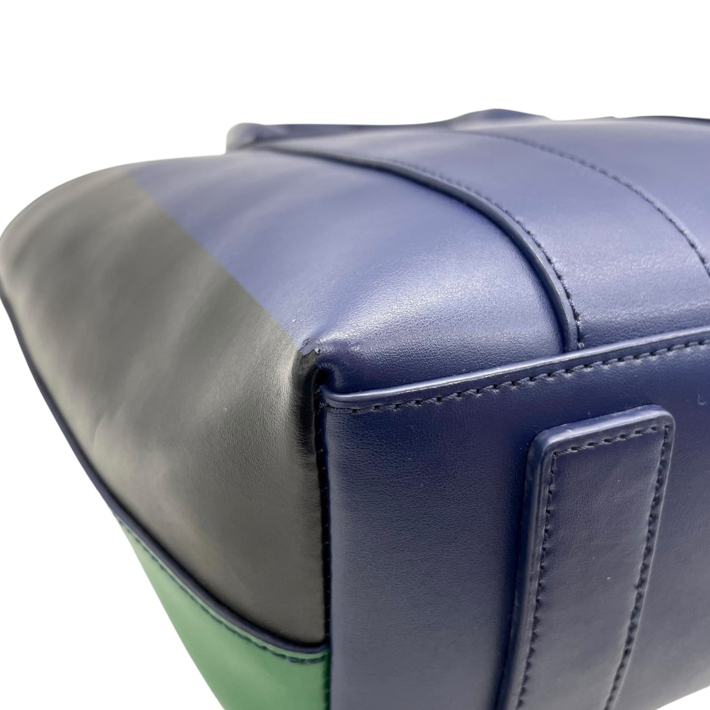 美品 ポールスミス Paul Smith レザー トートバッグ ショルダー 2WAY 紺 ブルー ネイビー 緑 グリーン バイカラー ビジネスバッグ C13