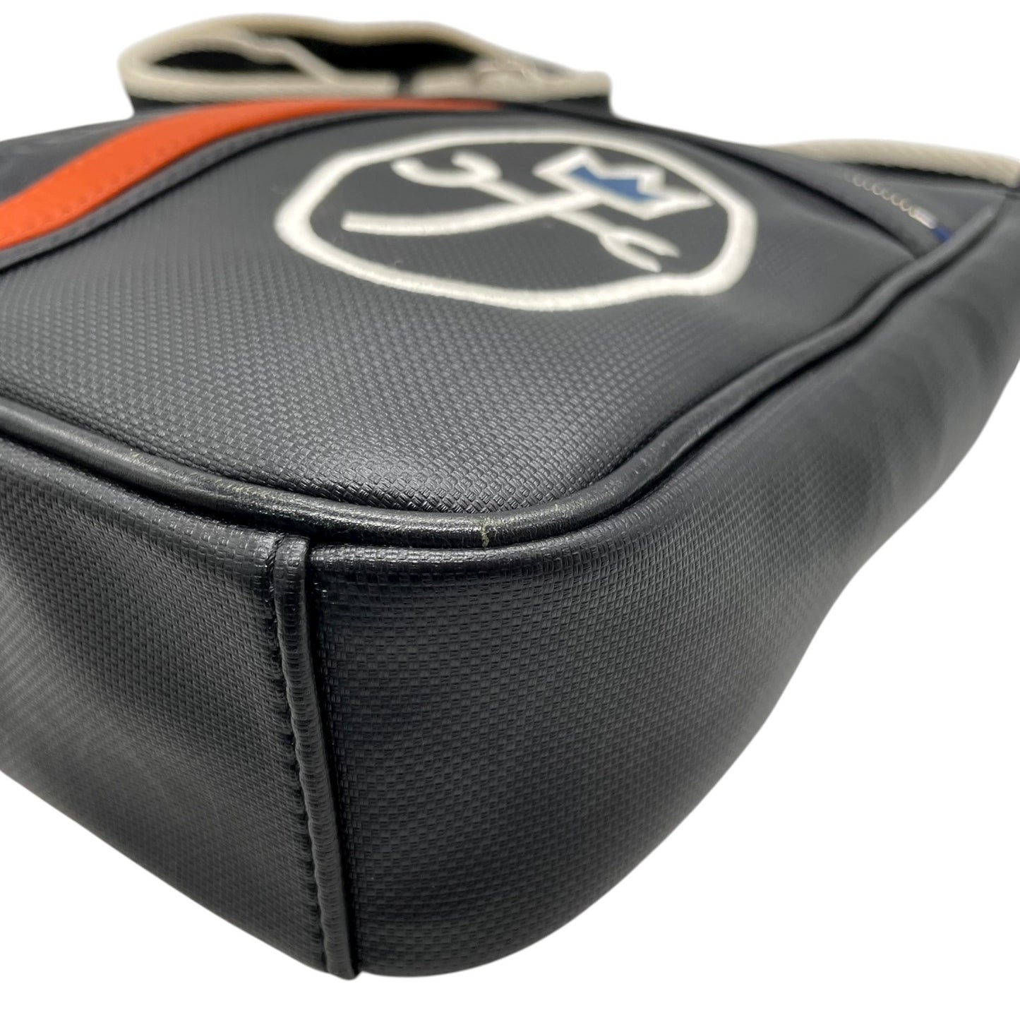 美品 カステルバジャック CASTELBAJAC ショルダーバッグ クロスボディ ロゴ刺繍 レザー ナイロン 黒 ブラック C11