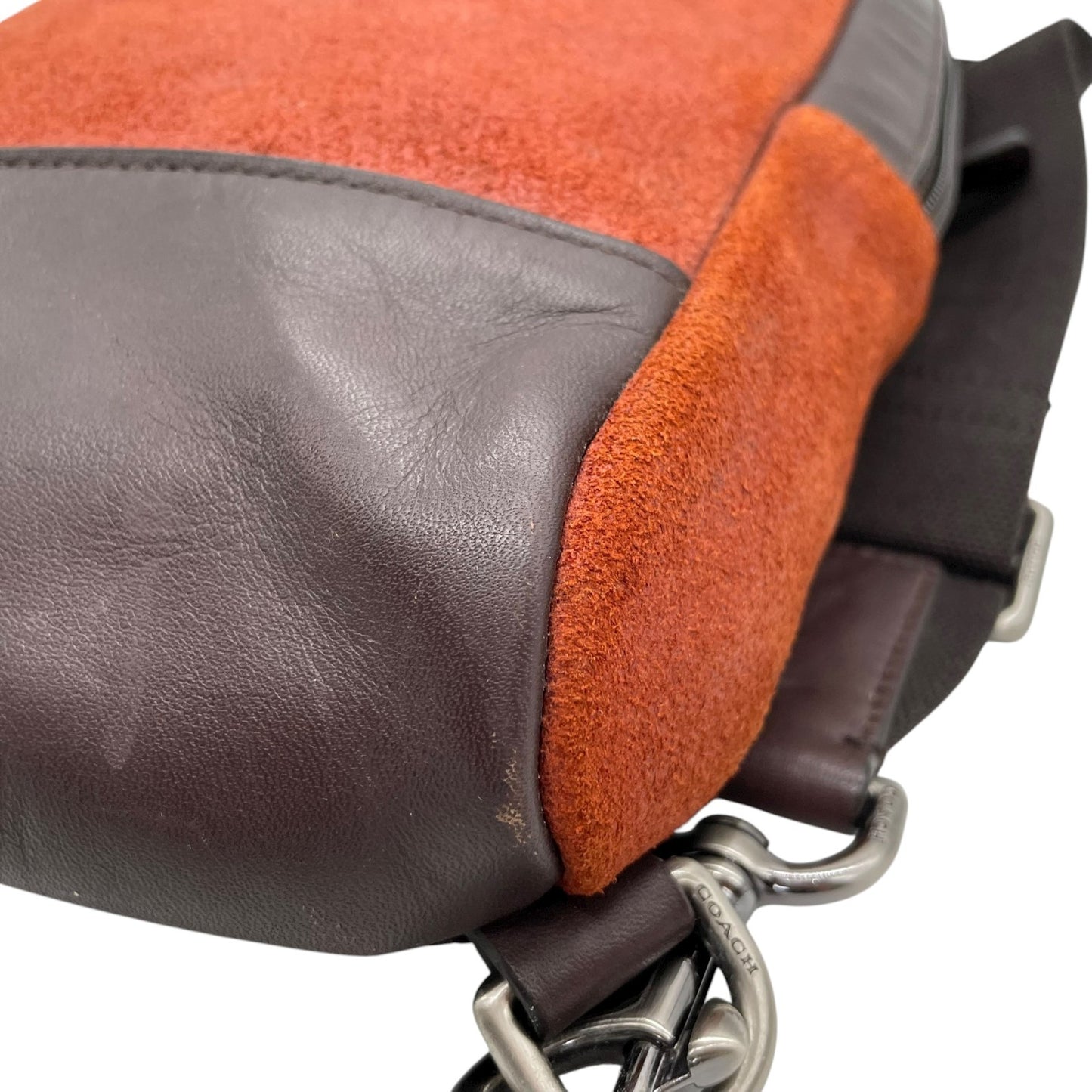 コーチ COACH スエード×レザー ボディバッグ スリングバッグ クロスボディ オレンジ 茶色 ブラウン メンズ レディース ユニセックス C7