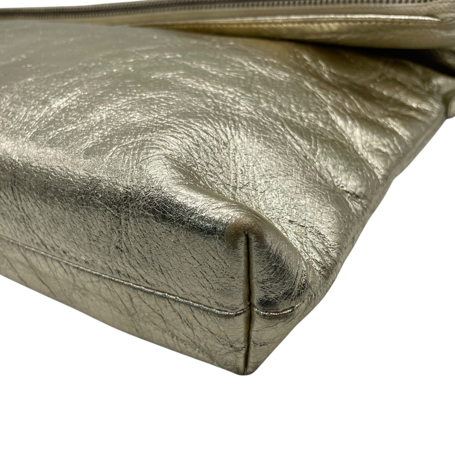 美品 ピンキーアンドダイアン Pinky & Dianne メタリック 金 ゴールド 2WAY ショルダーバッグ クラッチバッグ レザー調 T4