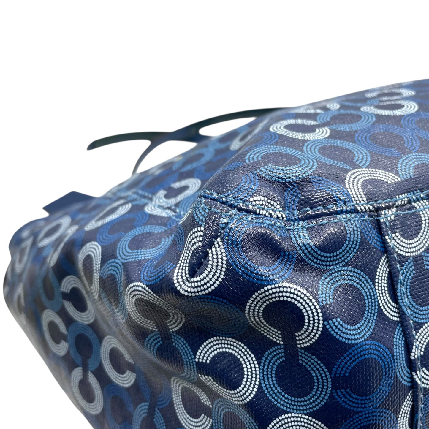 美品 コーチ COACH トートバッグ ショルダーバッグ 2WAY シグネチャー サークル柄 紺 ネイビー A4収納可 ショルダーストラップ付 U10