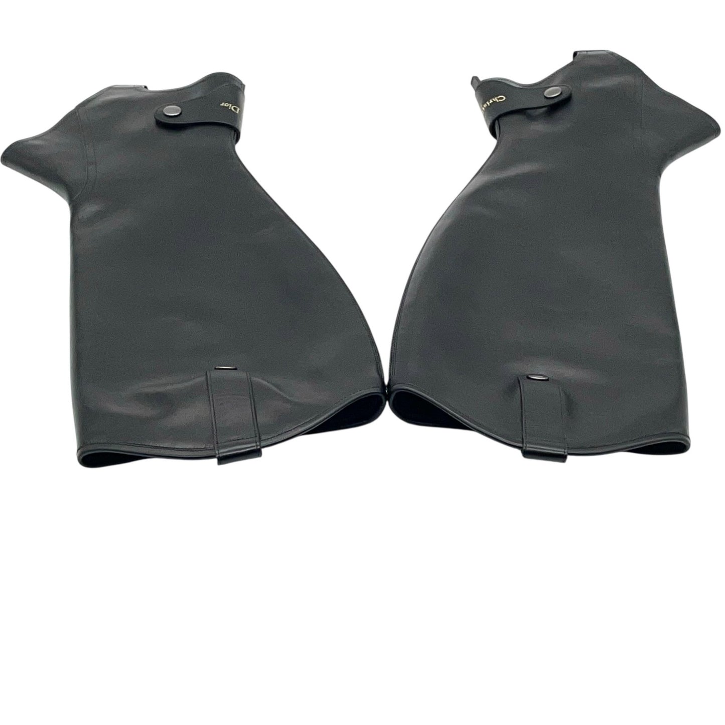 極美品 クリスチャン ディオール Christian Dior レザー ブーツカバー 37 黒 ブラック 本革 モード 乗馬風 R