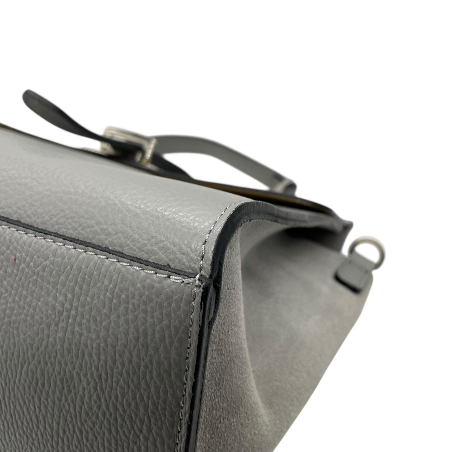 美品 CAMELIA ROMA カメリア 2WAY ハンドバッグ ショルダーバッグ グレー レザー スエード シルバー金具 手提げ 斜め掛け可 エレガント コンパクト レディース Q