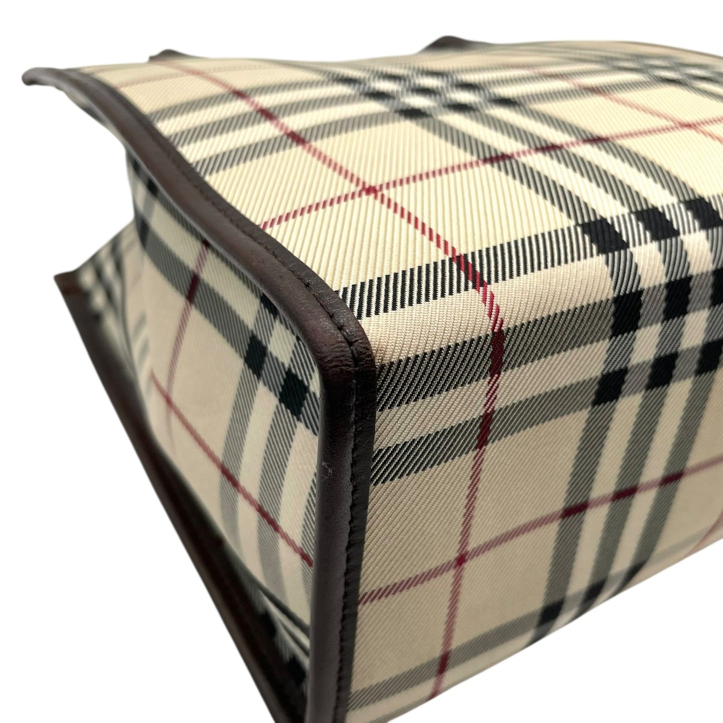 バーバリー BURBERRY トートバッグ ハンドバッグ ノバチェック ベージュ ブラウン 茶色 キャンバス レザー