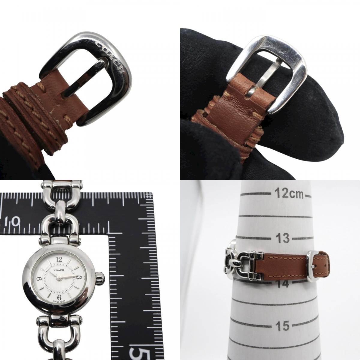 コーチ COACH 腕時計 レディース クォーツ 白文字盤 シルバー レザーベルト 6.239.173 アナログ ウォッチ 上品 エレガント ビジネス フォーマル カジュアル シンプル 希少 レア 馬車ロゴ クラシック 1023H046-1 G10