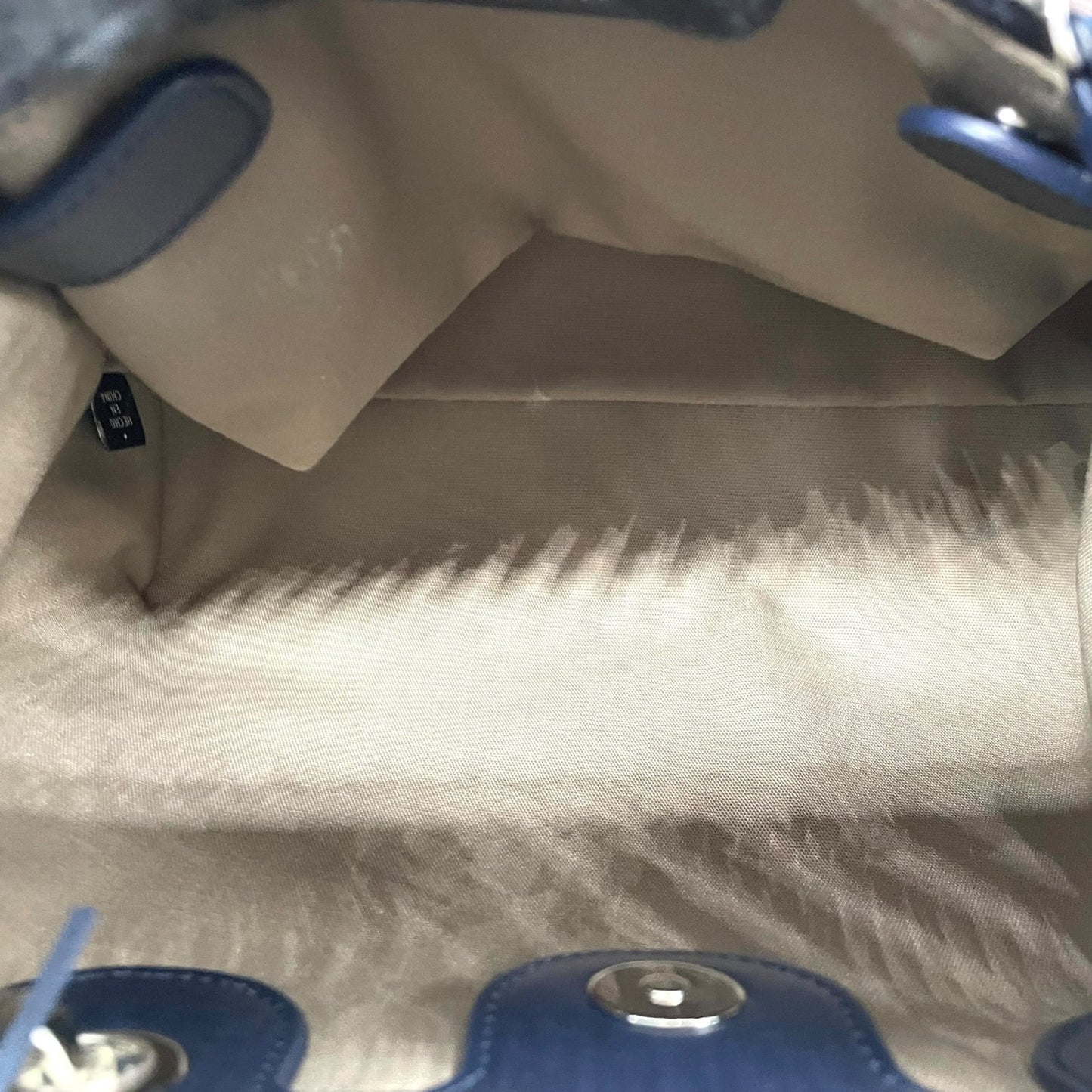 【未使用級】EMPORIO ARMANI エンポリオアルマーニ 2way ハンドバッグ ショルダーバッグ 編み込み キャンバス フリンジ ネイビー ホワイト D