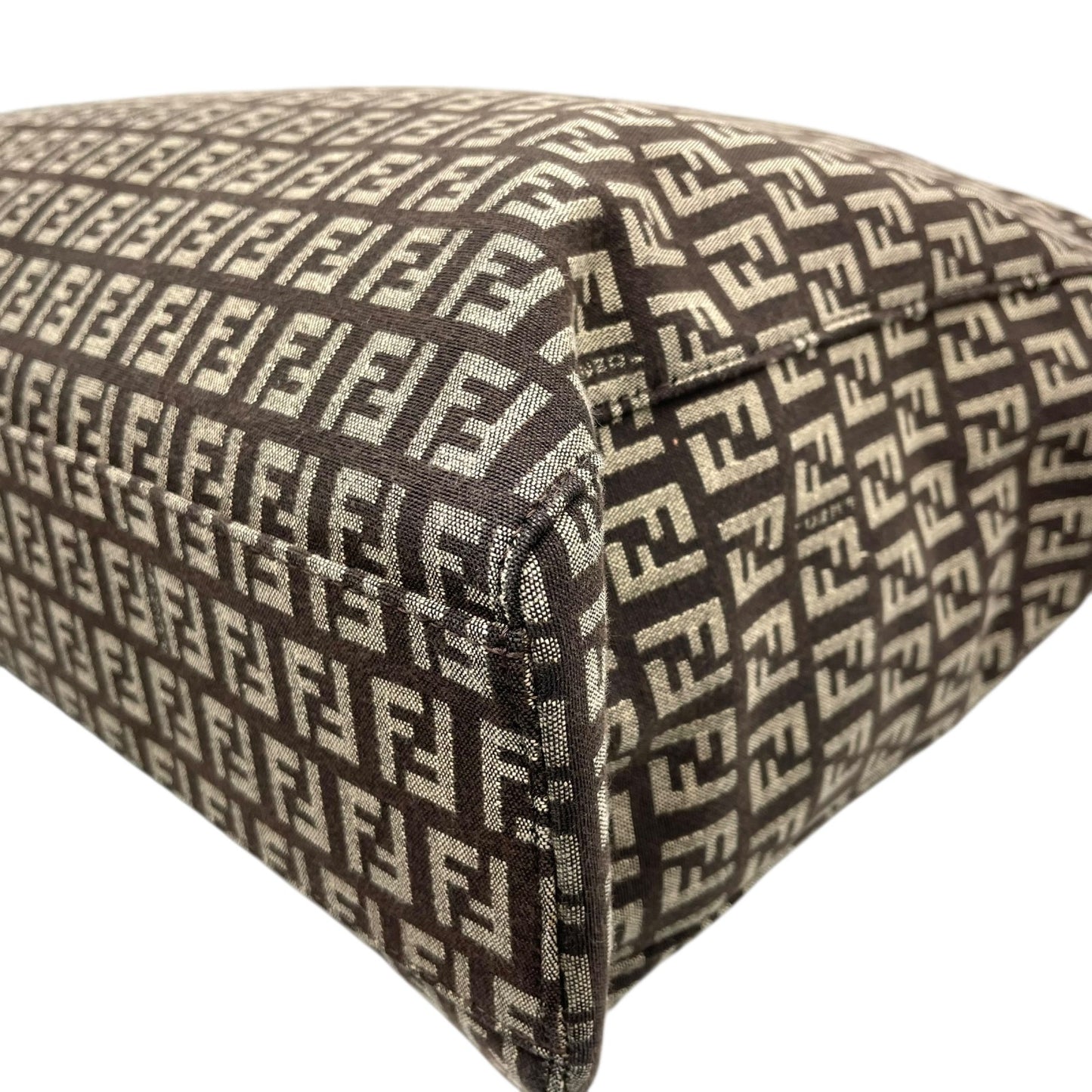 美品 フェンディ Fendi ズッキーノ トートバッグ ショルダーバッグ 大容量 FFロゴ キャンバス ブラウン レザーハンドル ビンテージ 通勤 通学 2000s