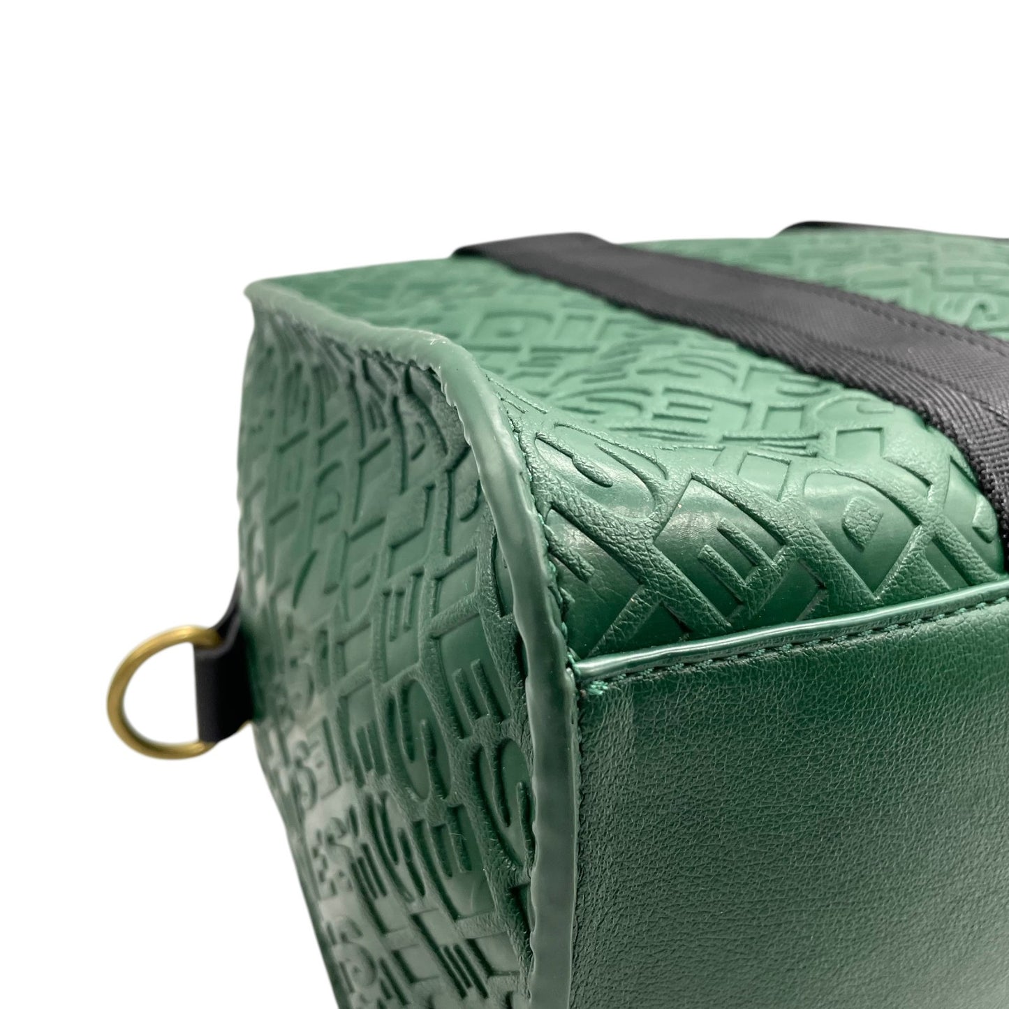 美品 DIESEL ディーゼル エンボス モノグラム ハンドバッグ 2WAY ショルダー ミニボストン 総柄 レザー 本革 グリーン 緑 2WAY ボストンバッグ ショルダーバッグ ゴールド金具 ユニセックス ファスナー開閉 Y2K label C