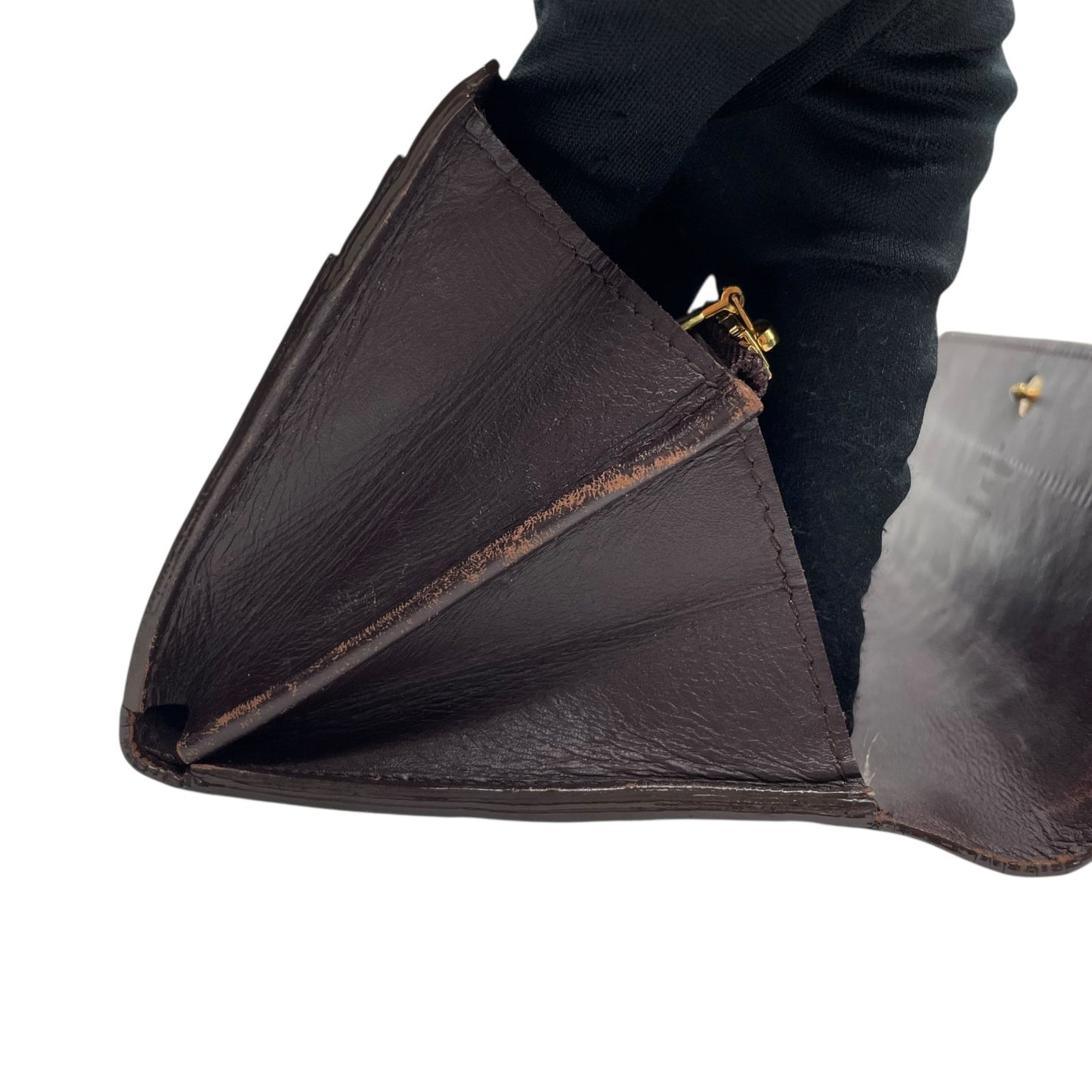 Authentic Louis Vuitton Porte-Feuille Sarah Monogram Vernis M93524 Long Wallet Amarante Patent Leather Gold Hardware Women's