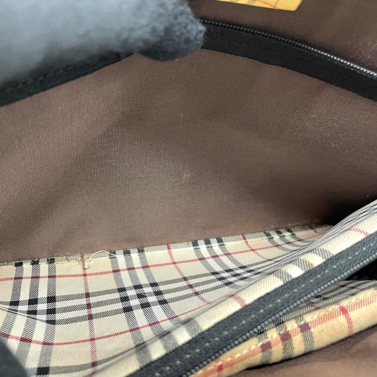 Authentic BURBERRY Handbag Tote Bag Black Leather Gold Hardware Logo Nova Check Women's Men's Shoulder Bag