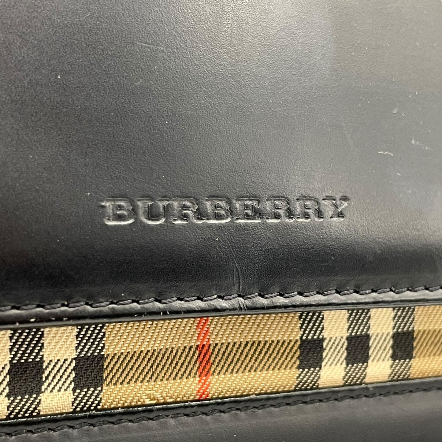 Authentic BURBERRY Black Nova Check Shadow Horse Leather Handbag Shoulder Bag Silver Hardware Women's Flap Closure