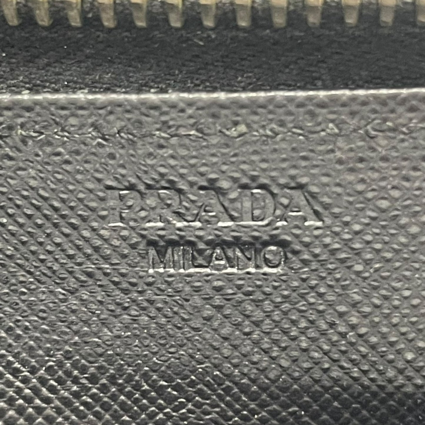 Authentic PRADA Saffiano Leather Long Wallet Black Round Zipper Logo Gold Hardware Women's