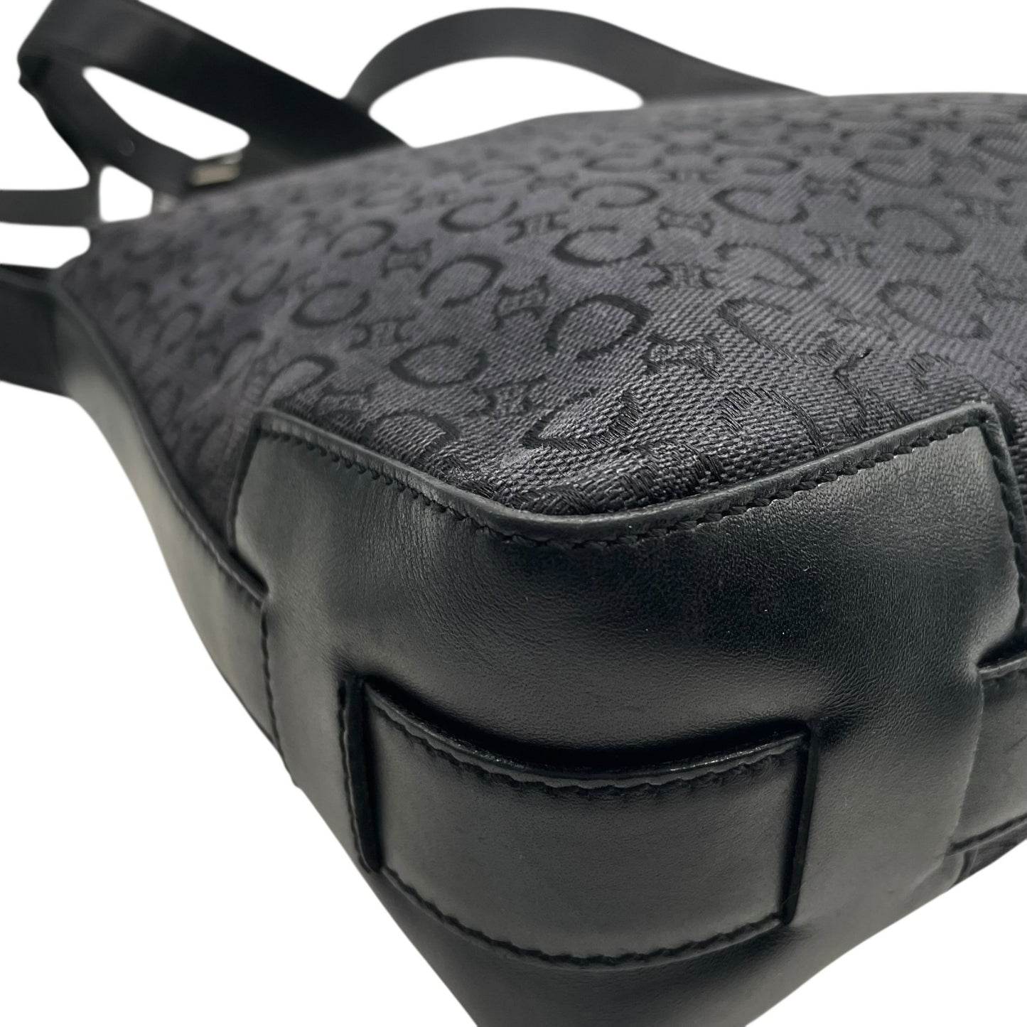 美品 CELINE セリーヌ Cマカダム ショルダーバッグ キャンバス レザー 黒 ブラック シルバー金具 メッセンジャーバッグ オールドセリーヌ メンズ レディース K11