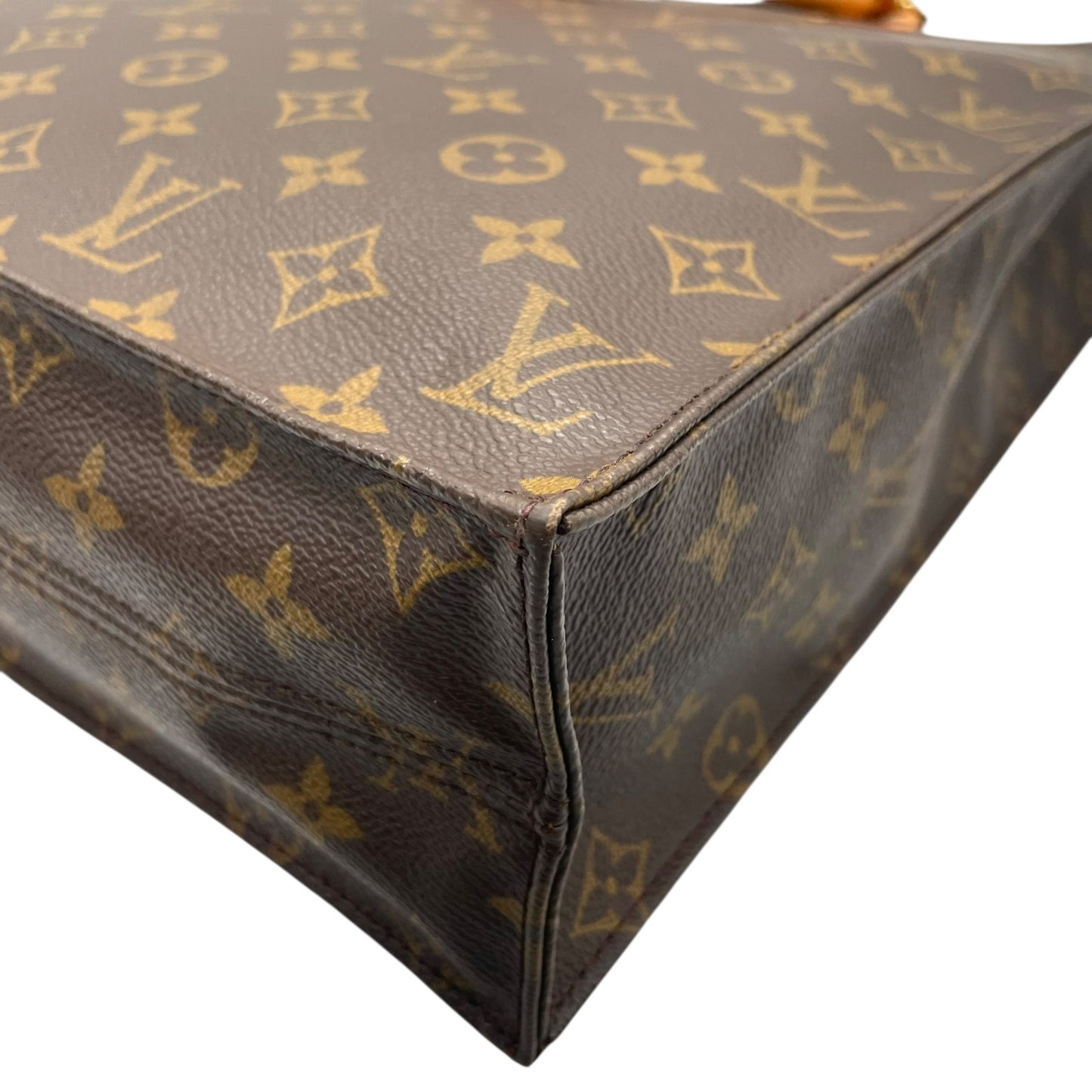 LOUIS VUITTON ルイヴィトン モノグラム サックプラ トートバッグ ハンドバッグ ショッピングバッグ M51140 茶 ブラウン ゴールド金具 PVC レザー 手提げ メンズ レディース E