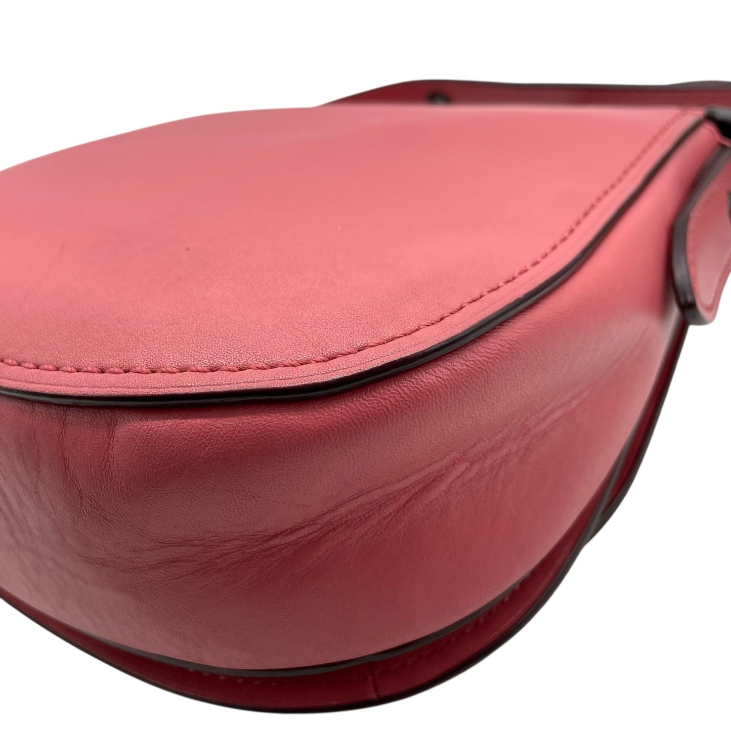 美品 COACH コーチ ショルダーバッグ サドルバッグ グラブタン レザー ピンク ブラック金具 SD-20115 斜め掛け可 フラップ開閉 レディース K4