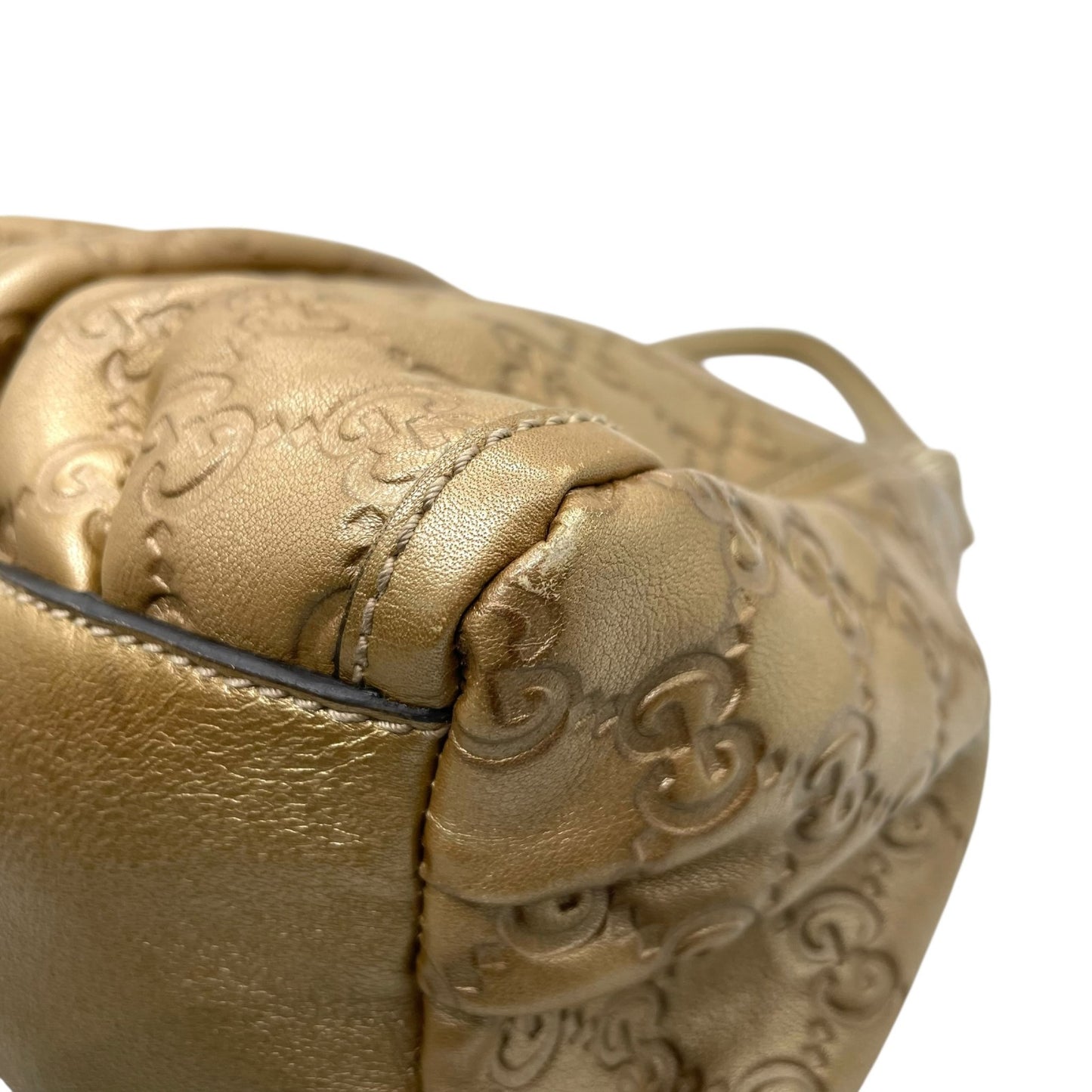 GUCCI グッチ ワンショルダー バッグ グッチシマ Dリング 190525 ゴールド レザー GG柄 エンボス 高級 本革 ブランド 鞄 ハンドバッグ レディース メンズ ユニセックス 肩掛け ワンハンドル ラグジュアリー 正規品 D5 バック