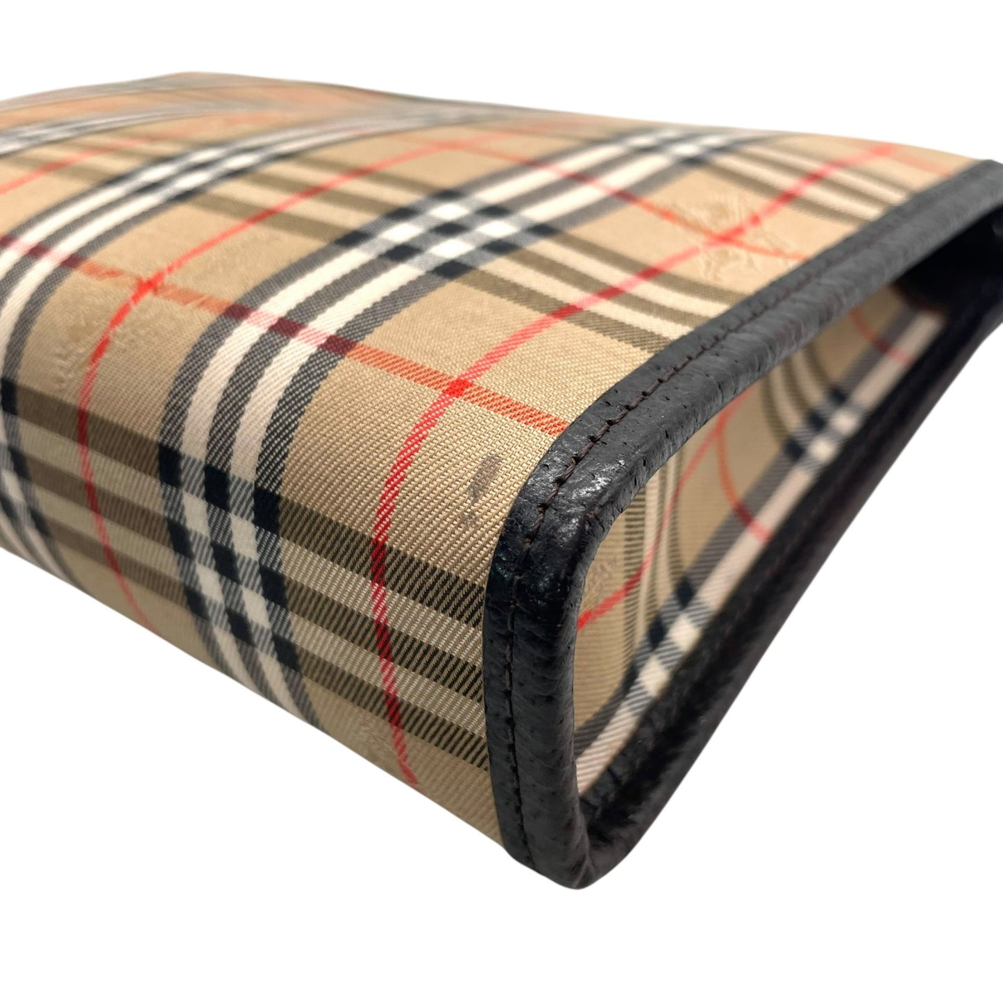 極美品 Burberry バーバリー クラッチバッグ ノバチェック シャドーホース ブラウン キャンバス×レザー ヴィンテージ 箱付き ホースロゴ セカンドバッグ ユニセックス メンズ レディース A1