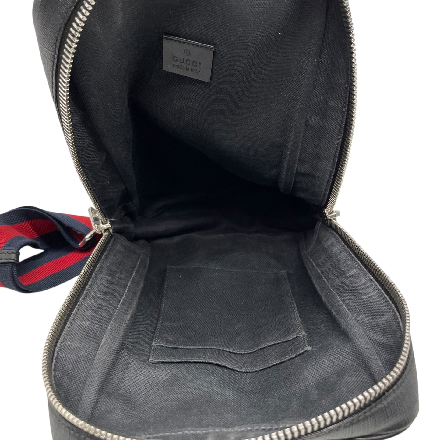 GUCCI グッチ GGスプリーム ボディバッグ ショルダーバッグ ウエストバッグ 黒 ブラック ネイビー PVC レザー GG柄 シルバー金具 478325 メンズ Z1