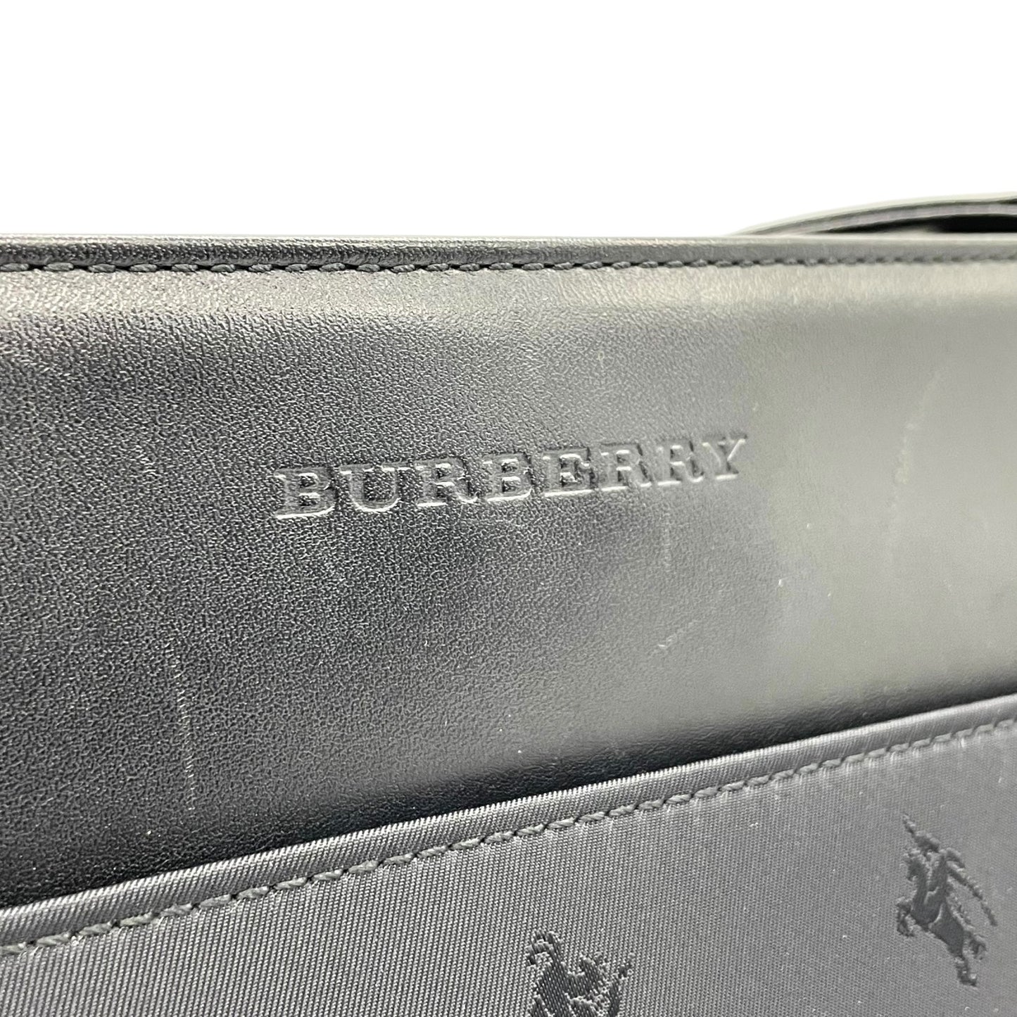美品 BURBERRY バーバリー ショルダーバッグ ワンショルダー ハンドバッグ 黒 ブラック ナイロン レザー シルバー金具 シャドーホース エクエストリアン・ナイト 肩掛け レディース D4