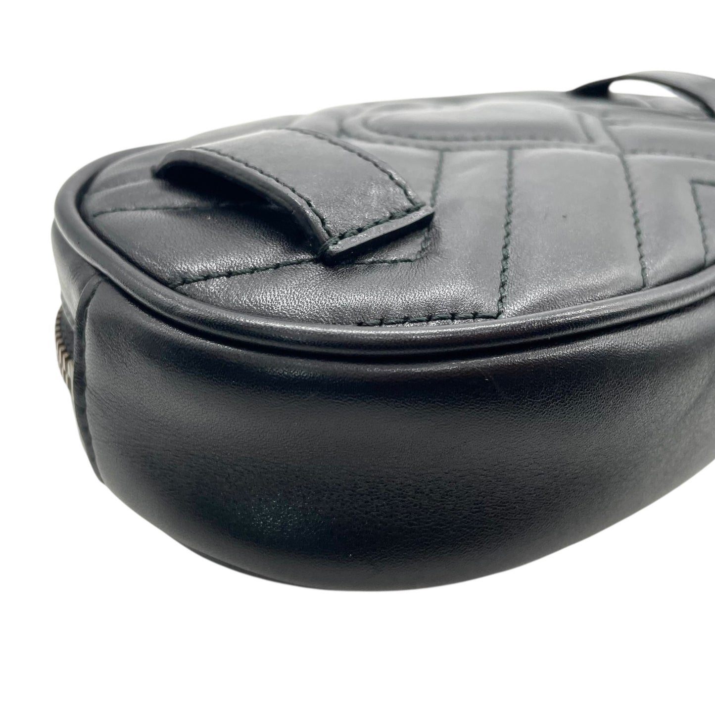 【新品同様】 GUCCI グッチ ウエストバッグ GGマーモント 476434 ベルトバッグ ブラック レザー キルティング ゴールド金具 レディース B3