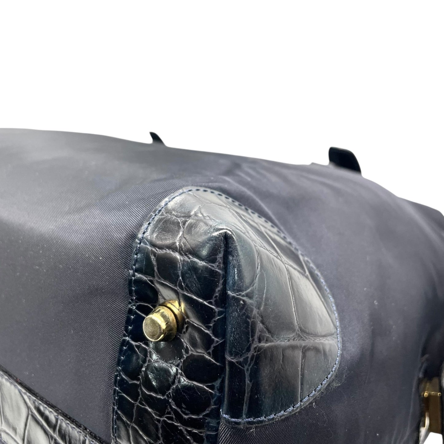 美品 GIANNNI VERSACE ジャンニヴェルサーチェ ショルダーバッグ ボストンバッグ メデューサ ブラック 黒 ナイロン×エンボスレザー ゴールド金具 ユニセックス A4