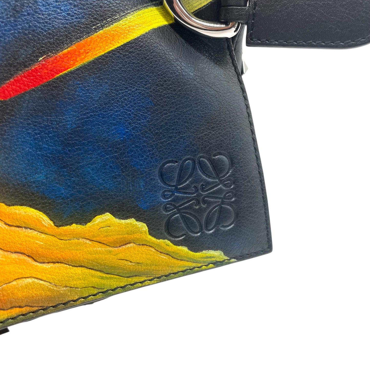 限定品 希少 極美品 LOEWE ロエベ パズルバッグ ラージ ミニボストン スタッズ アナグラム ロゴ チェーン ブラック 黒 マルチカラー メンズ レディース D