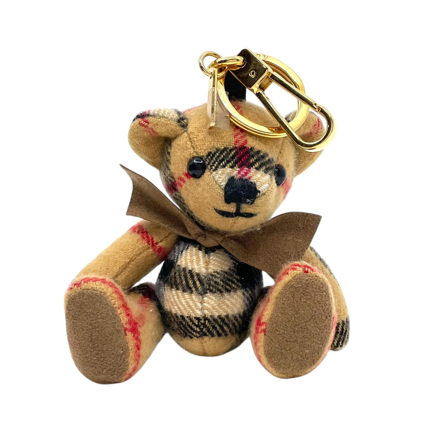 美品 バーバリー BURBERRY チェックベア くま マスコット バッグチャーム キーホルダー テディベア ゴールド金具 箱付き M3