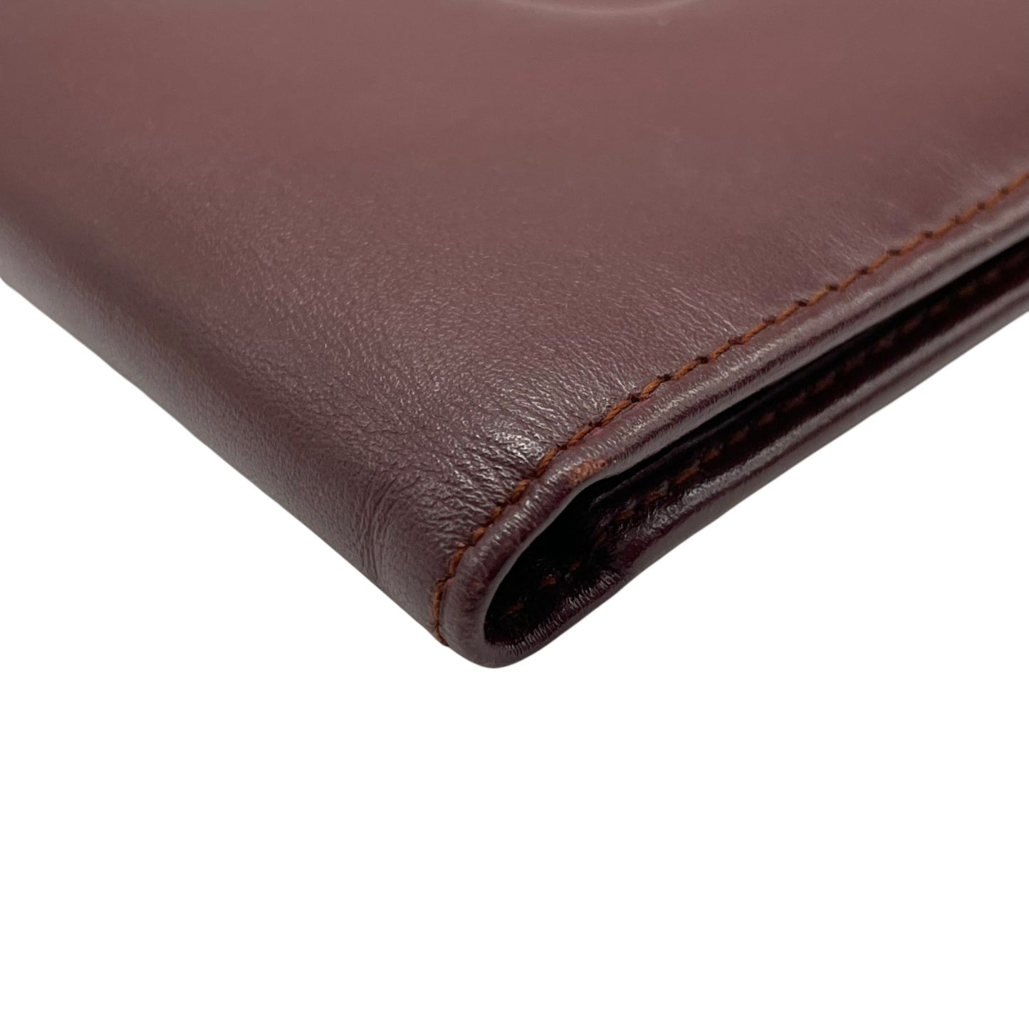 美品 カルティエ Cartier マストライン 二つ折り財布 ボルドー 赤 ワインレッド レザー ゴールド金具 ヴィンテージ メンズ レディース M5