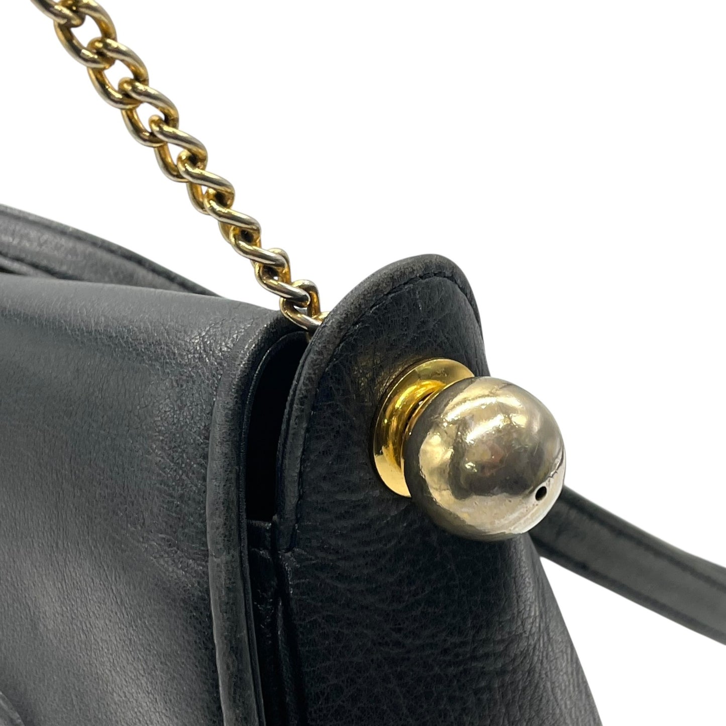 Mila Schn ミラショーン チェーンショルダーバッグ レザー 黒 ブラック 型押しロゴ ヴィンテージ U8